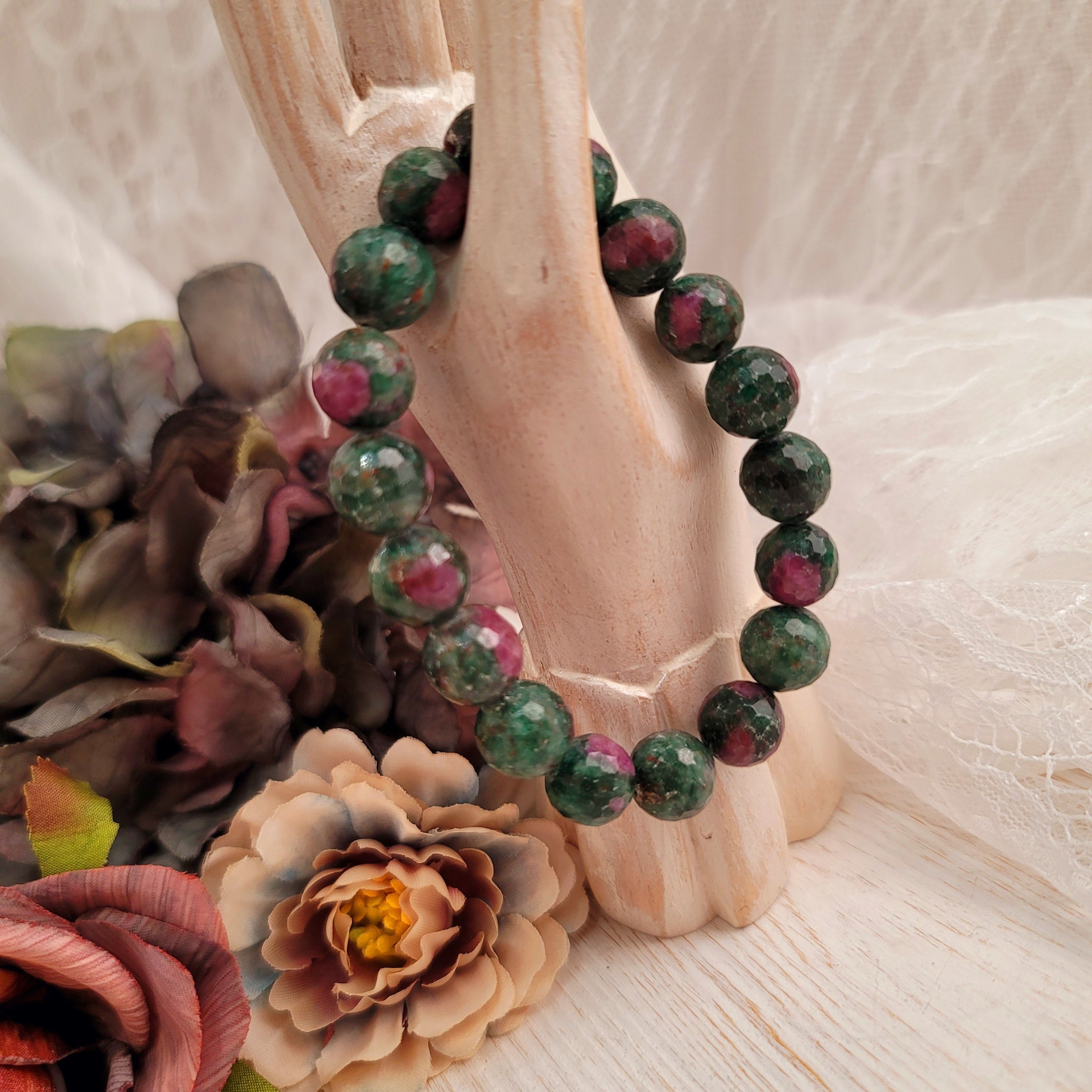 Ruby Fuschite Faceted Bracelet for Courage, Strength and Passion