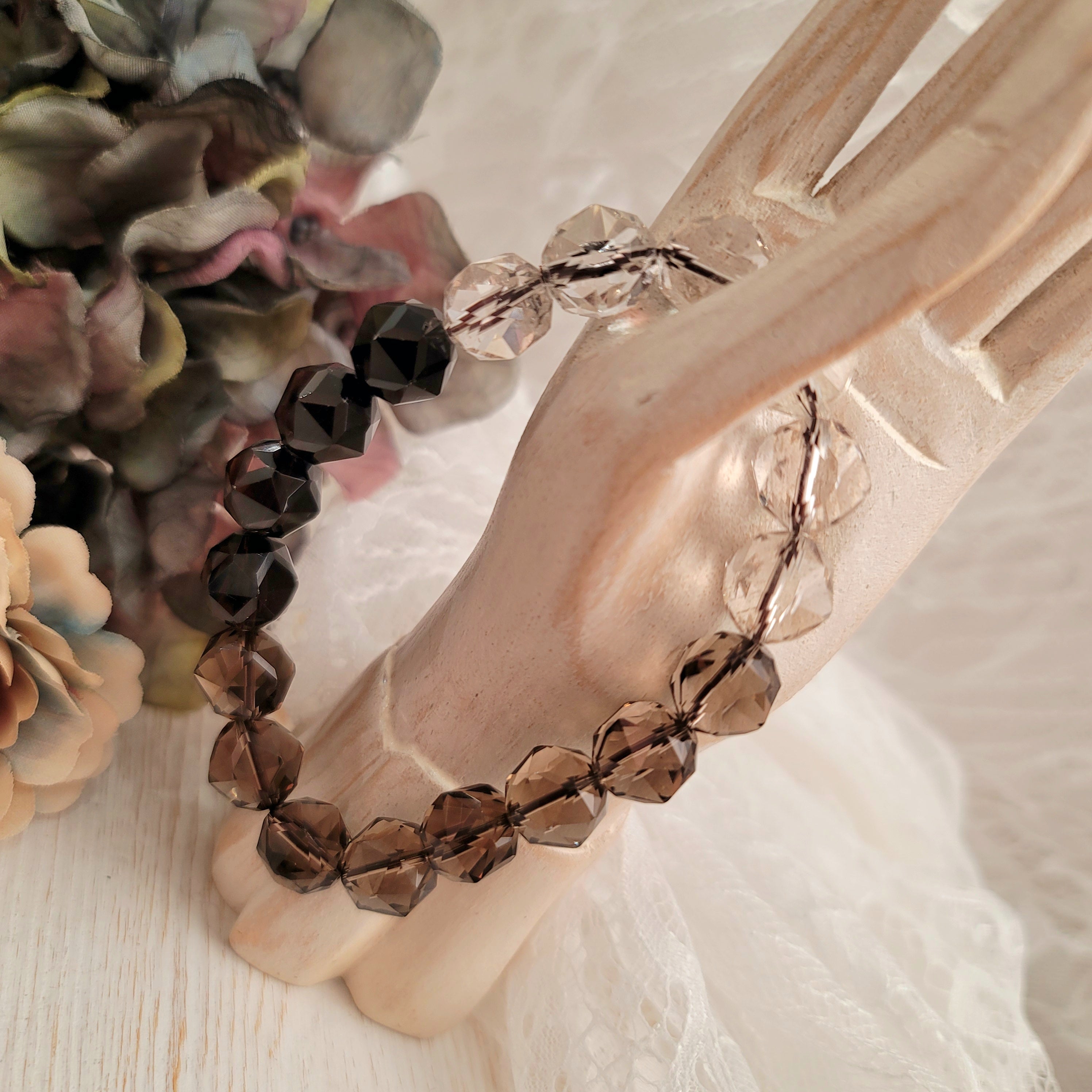 Smokey Quartz Faceted Waterfall Bracelet for Manifestation, Protection and Purification