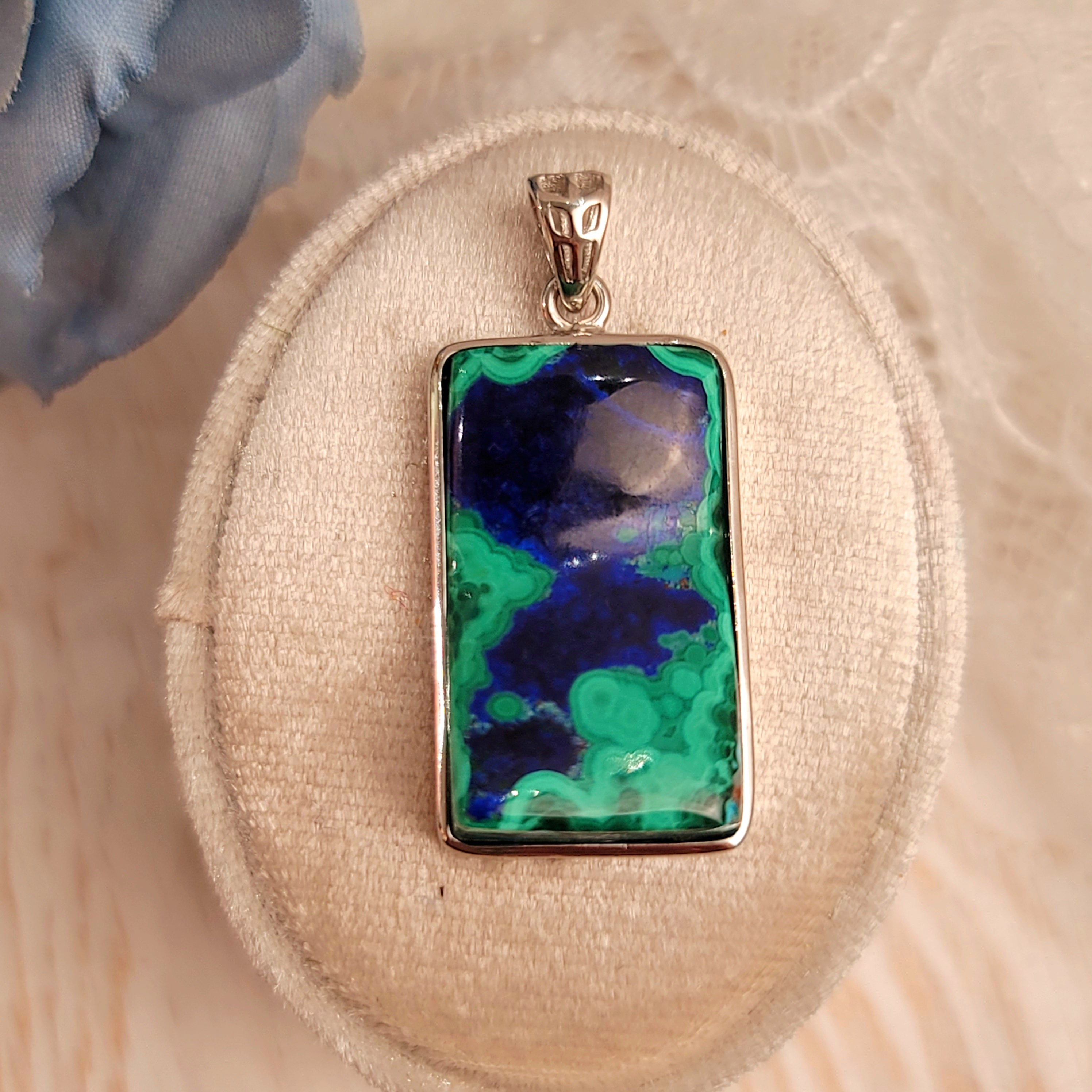 Azurite with Malachite Pendant for Embracing Divine Feminine Power and Healing