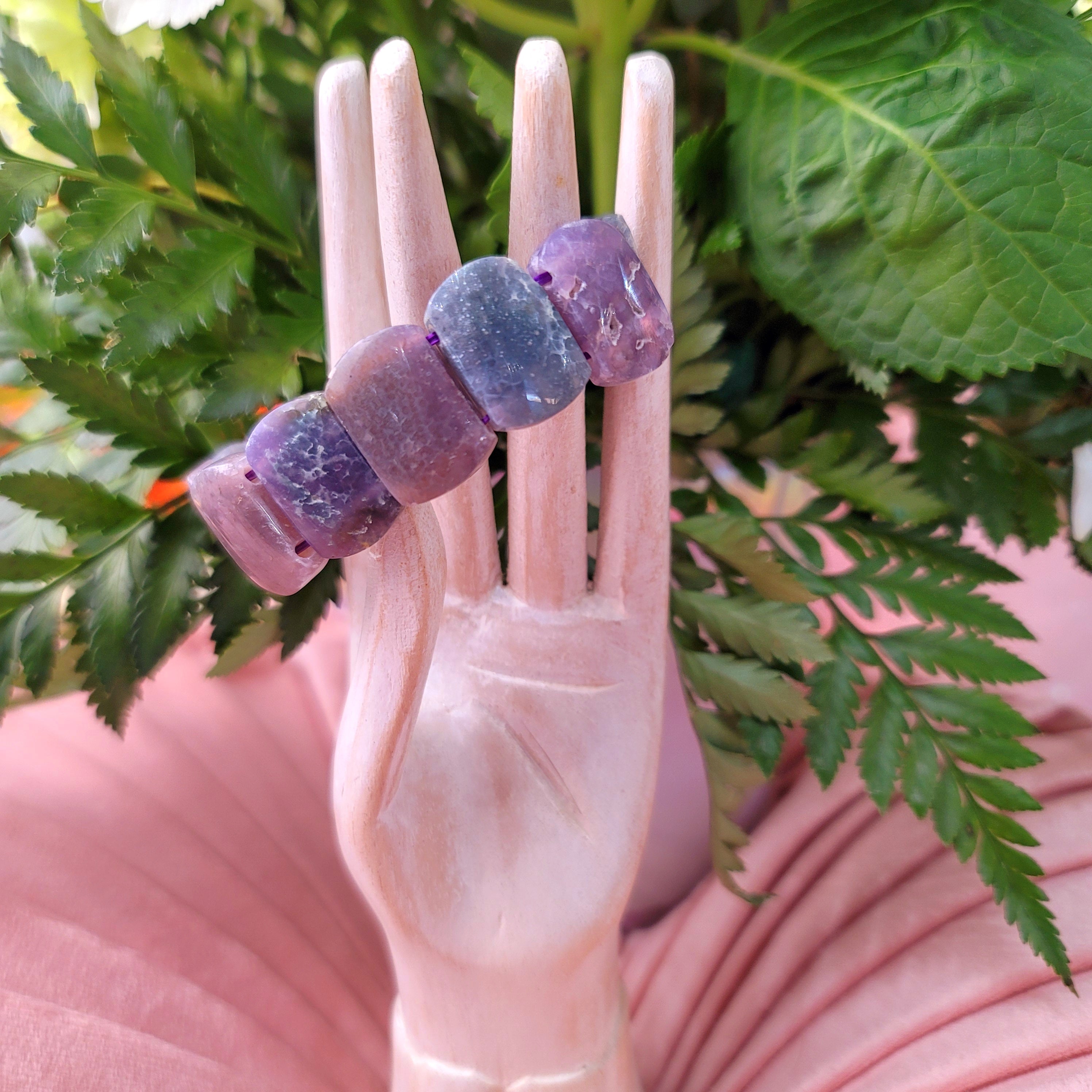 Grape Agate Stretchy Bangle Bracelet (AAA Grade) for Connecting with your Higher Self and Attracting your Soul Mate