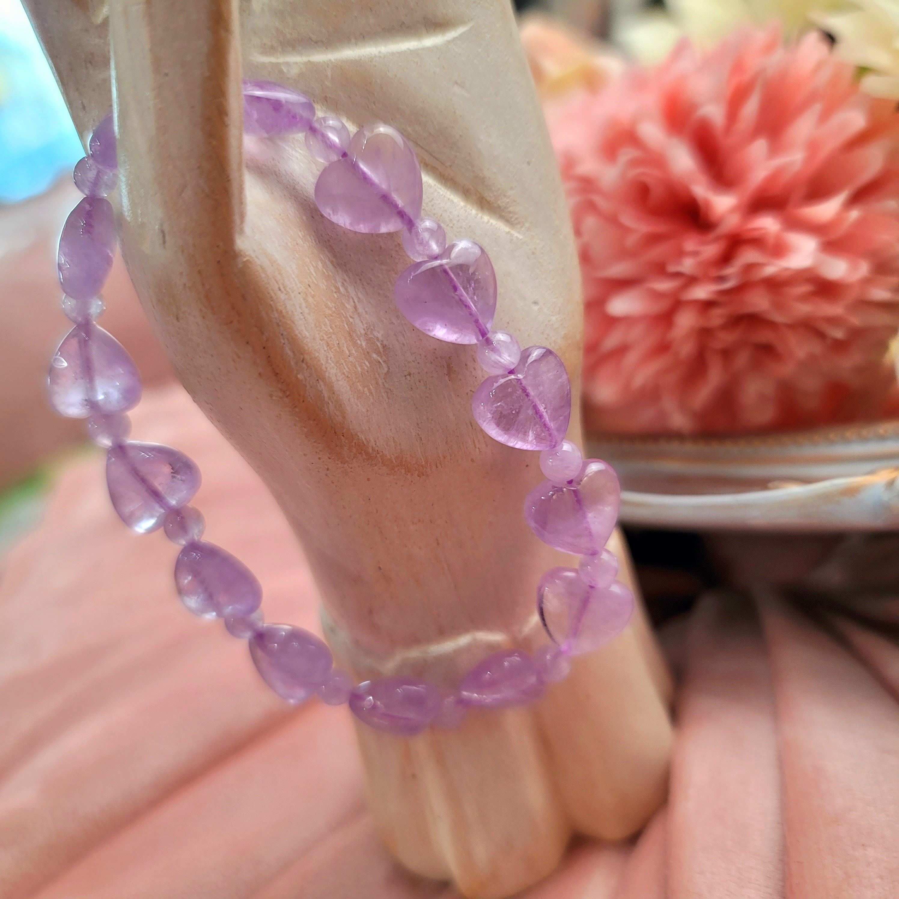Amethyst Divine Love Heart Bracelet for Clarity, Intuition and Protection