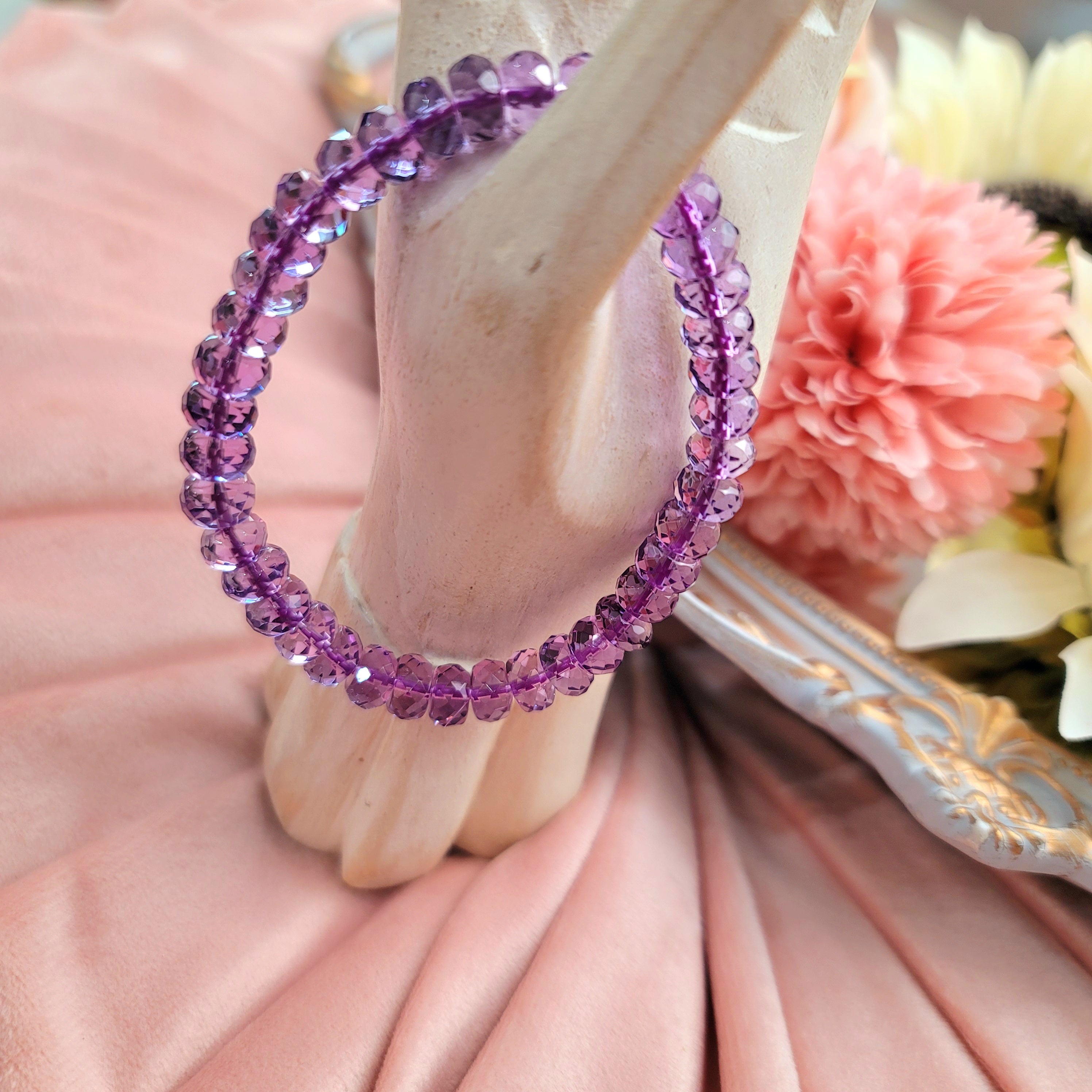 Amethyst Rondell Bracelet (AAA Grade) for Intuition, Connection with the Divine and Sobriety