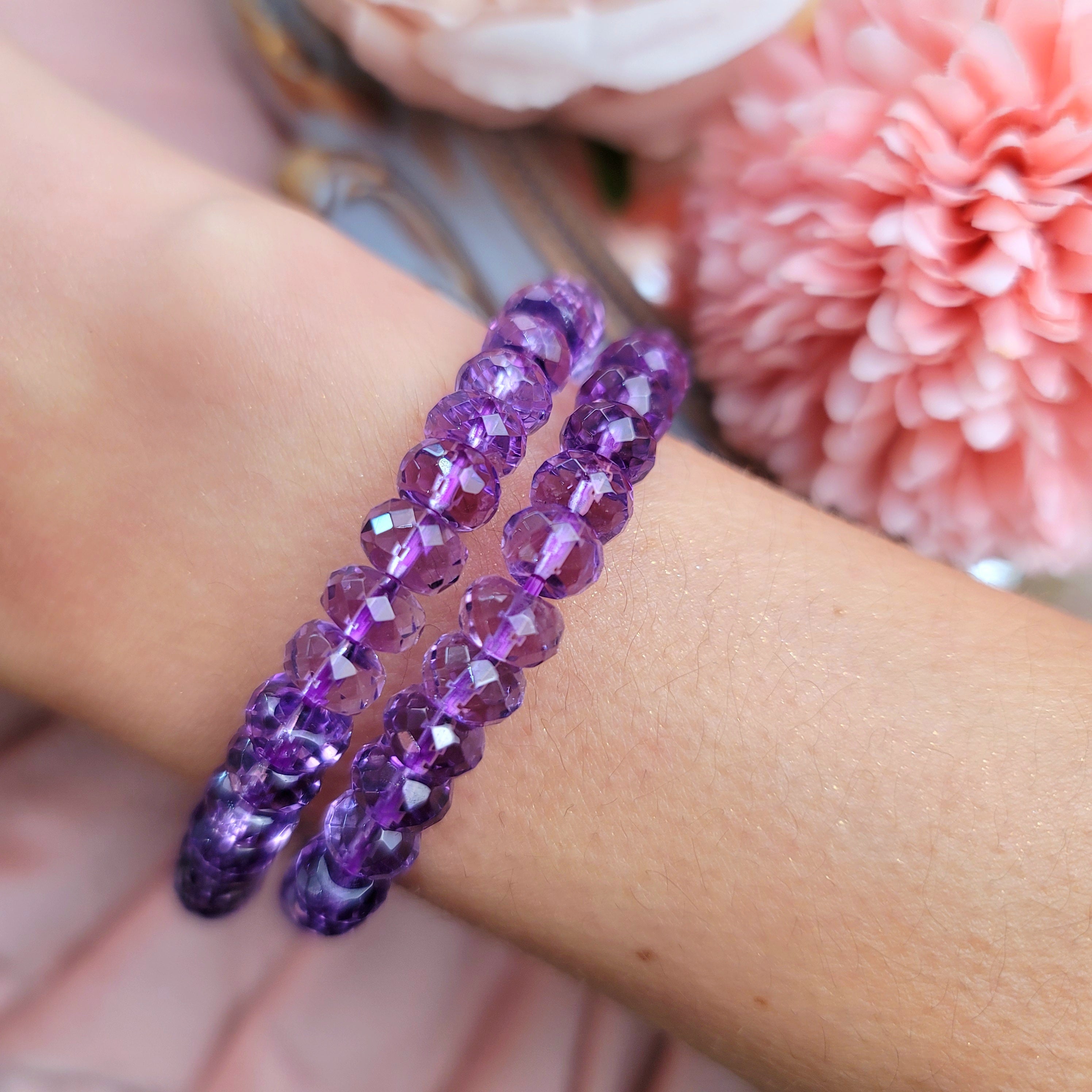 Amethyst Rondell Bracelet (AAA Grade) for Intuition, Connection with the Divine and Sobriety