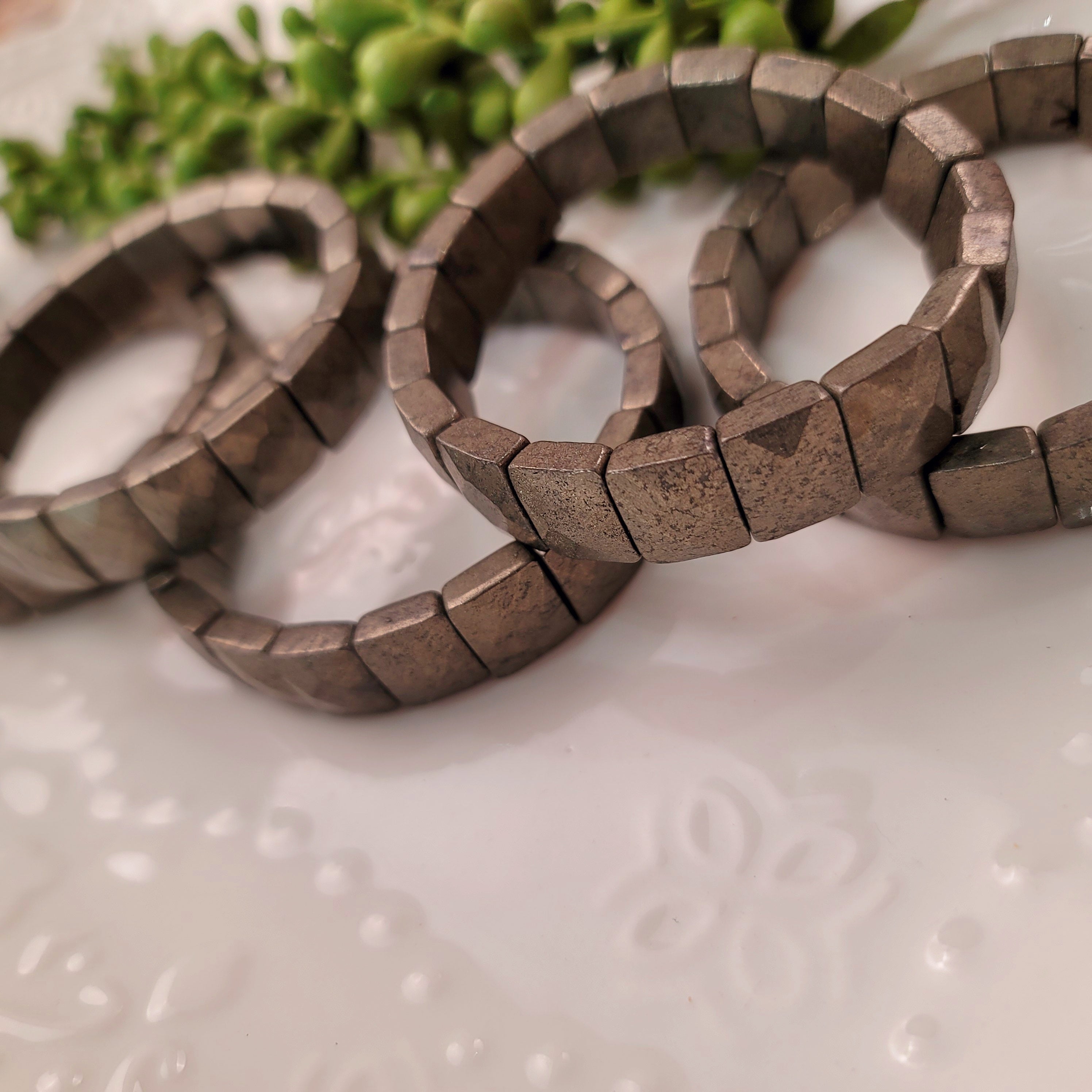 Pyrite Stretchy Bangle Bracelet for Good Luck and Prosperity