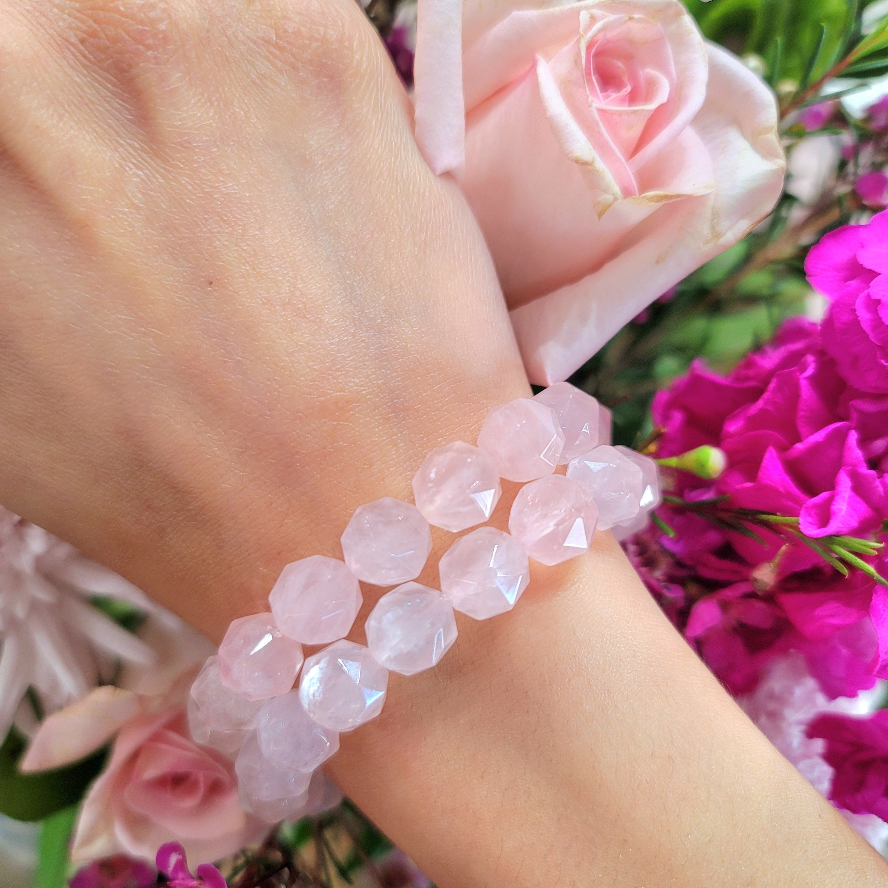 Rose Quartz Star Faceted Bracelet for Opening Your Heart to Love