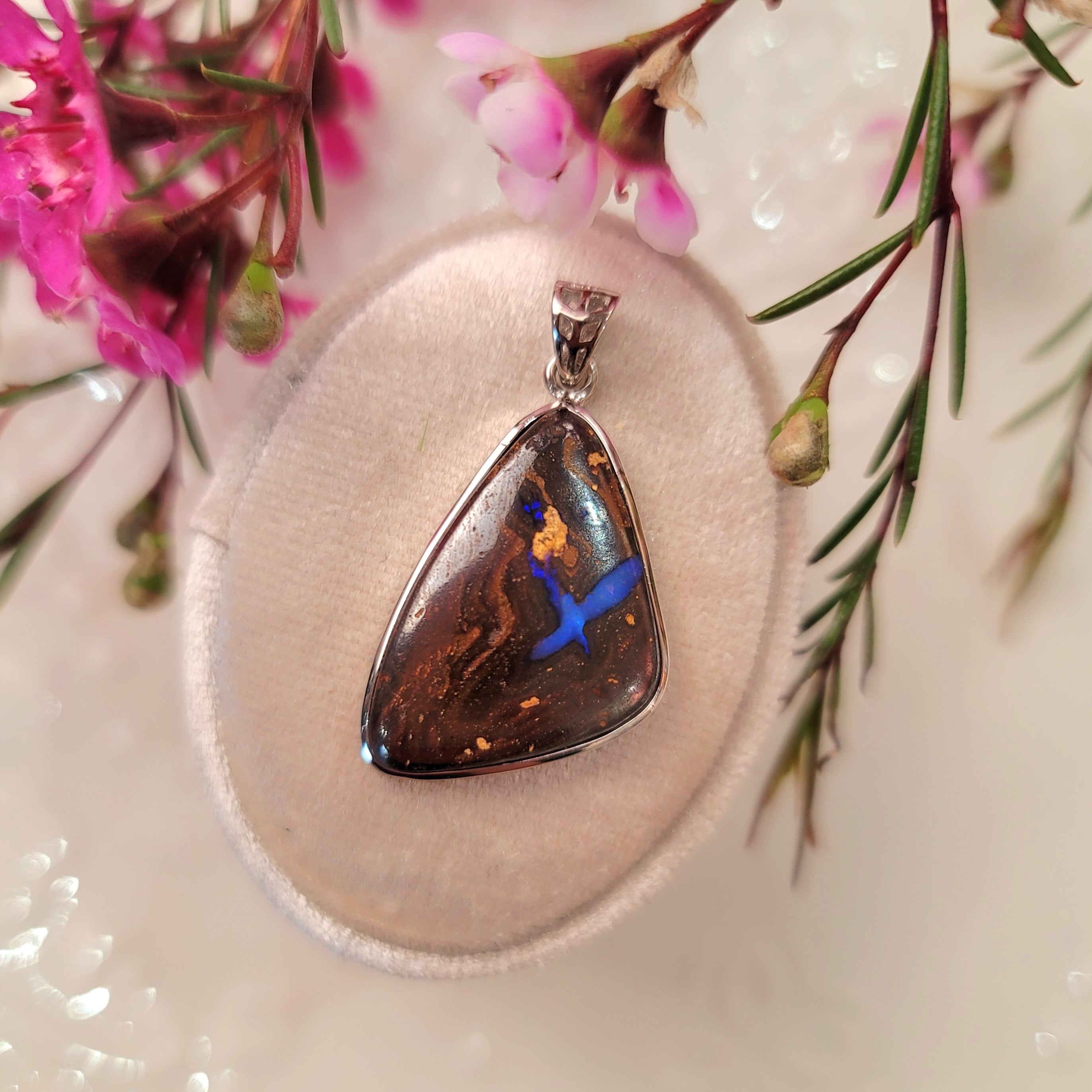 Boulder Opal Pendant for Emotional Support, Joy and Self Worth