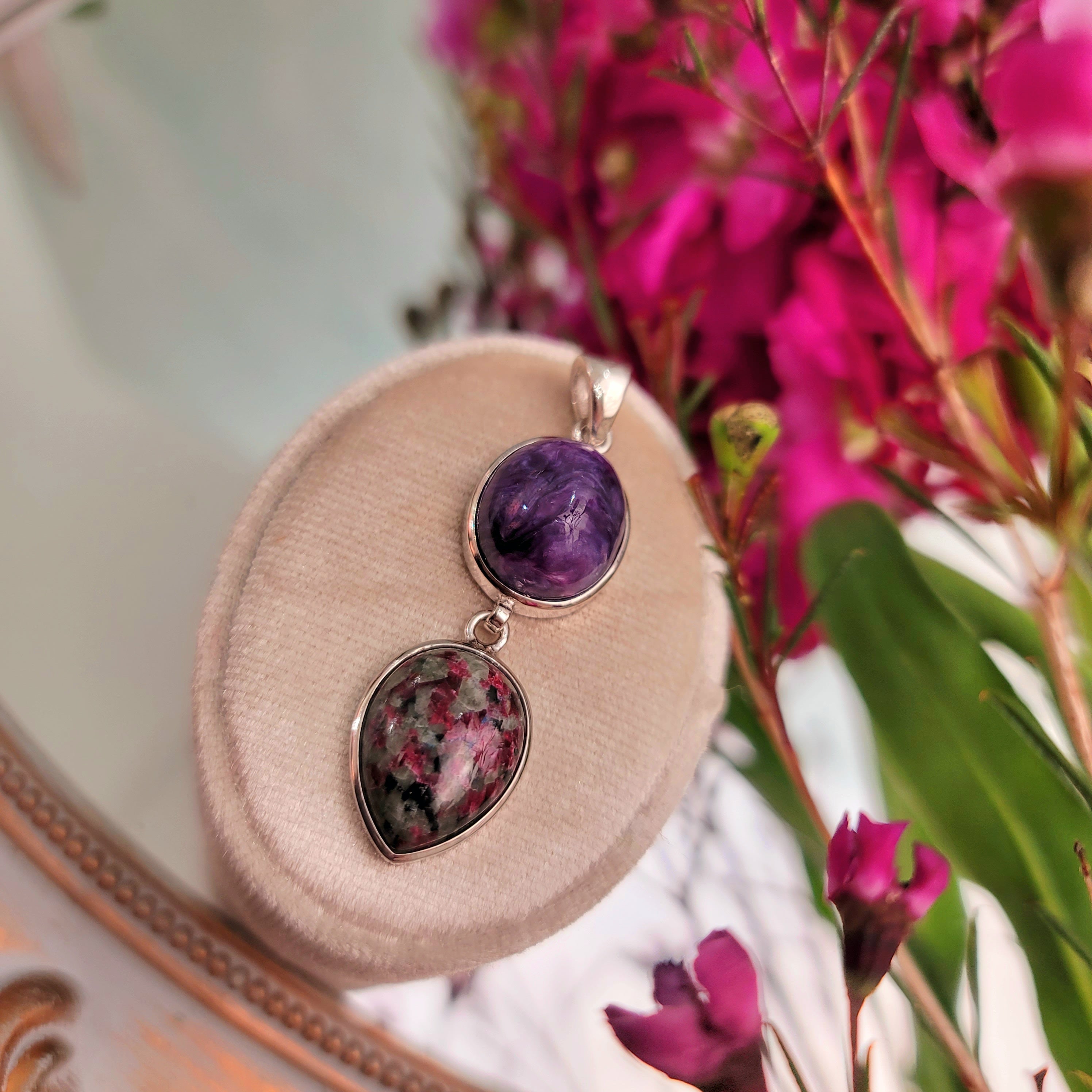 Charoite & Eudialyte Pendant for Connection with the Divine Source and your Higher Self