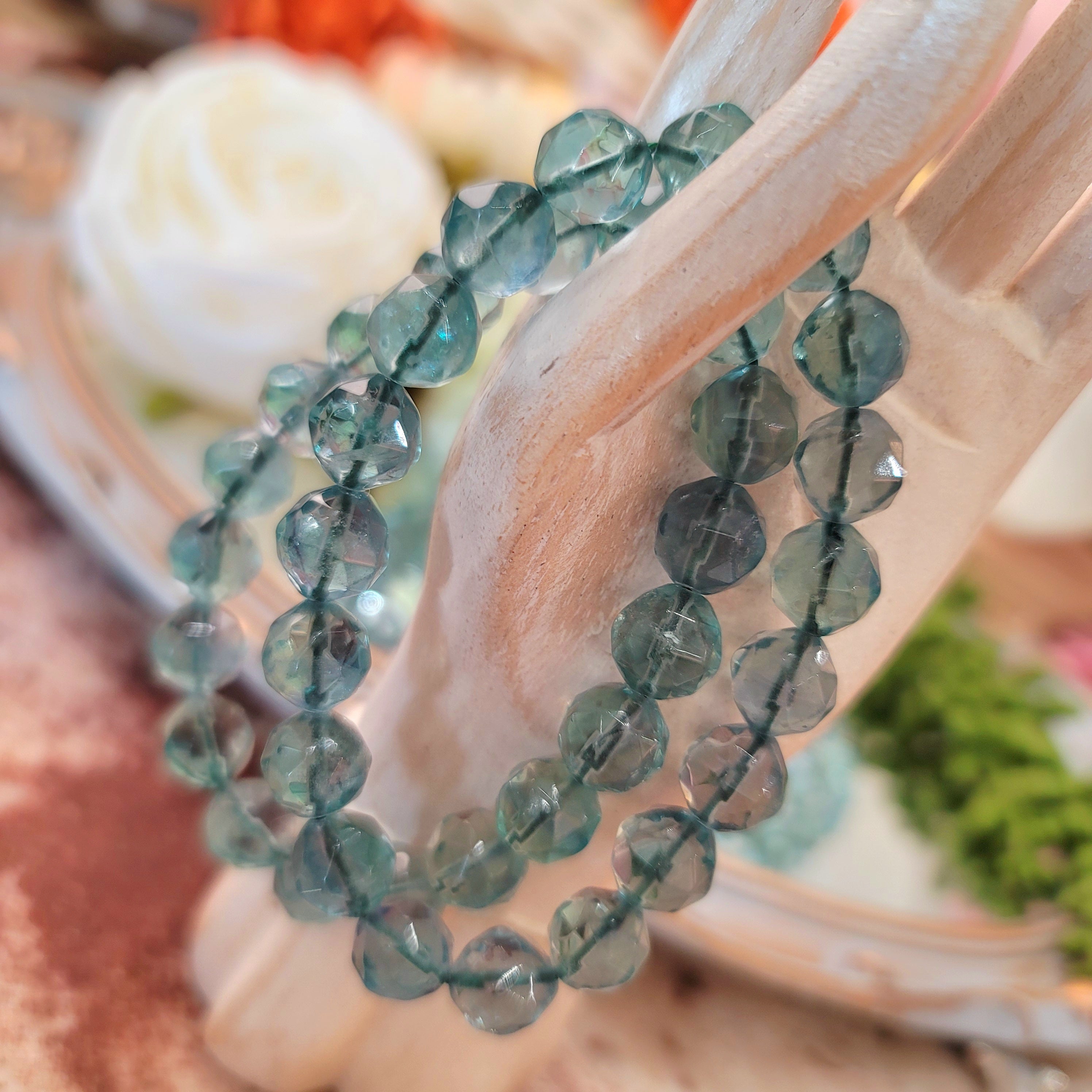 Green Fluorite Faceted Bracelet (AAA Grade) for Focus, Learning and Releasing