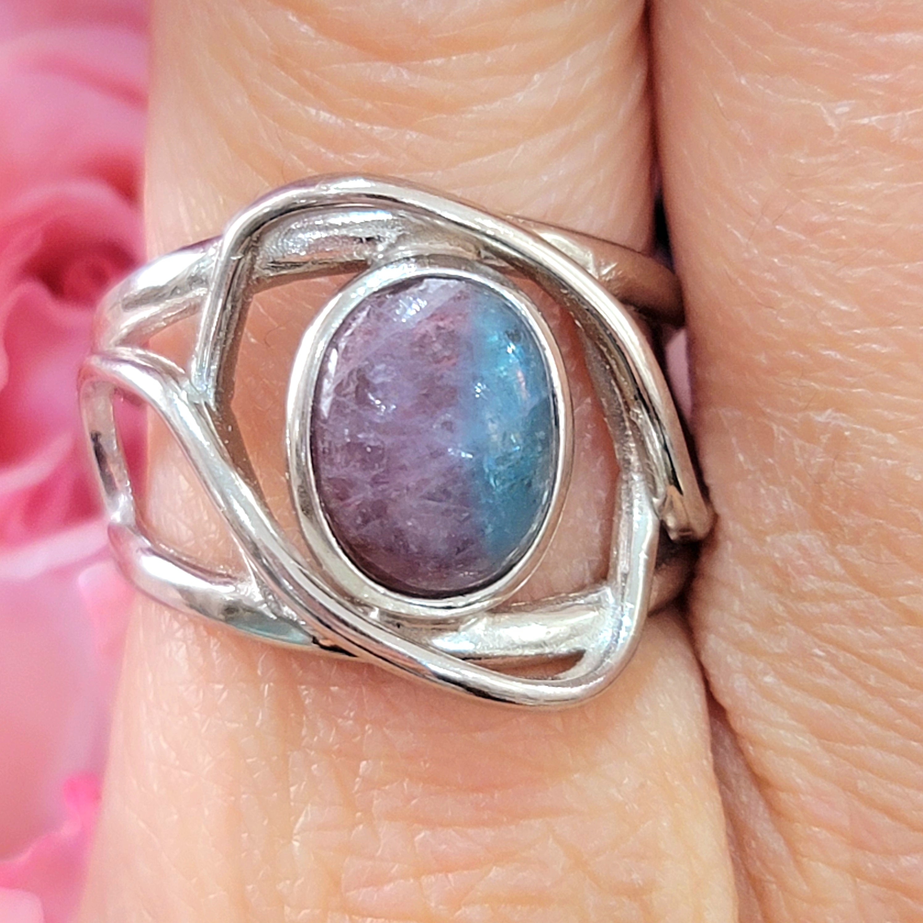 Paraiba Cotton Candy Tourmaline Adjustable Finger Ring for Healing, Joy and Love