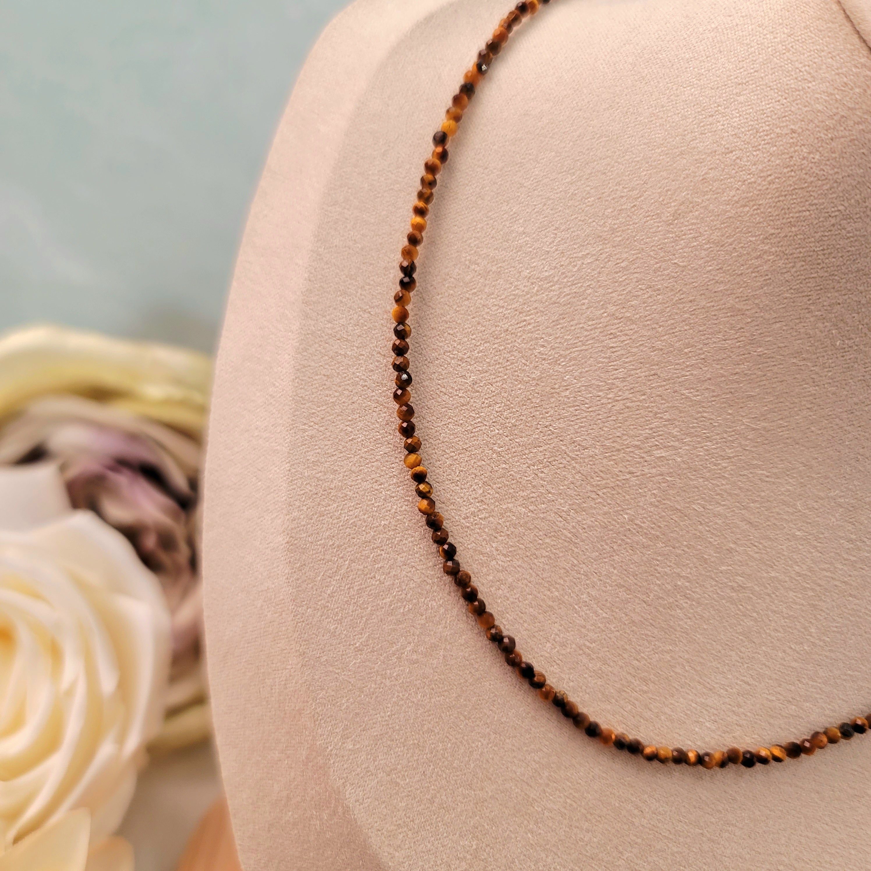 Tiger Eye Micro Faceted Choker/Layering Necklace for Grounding and Finding your Center