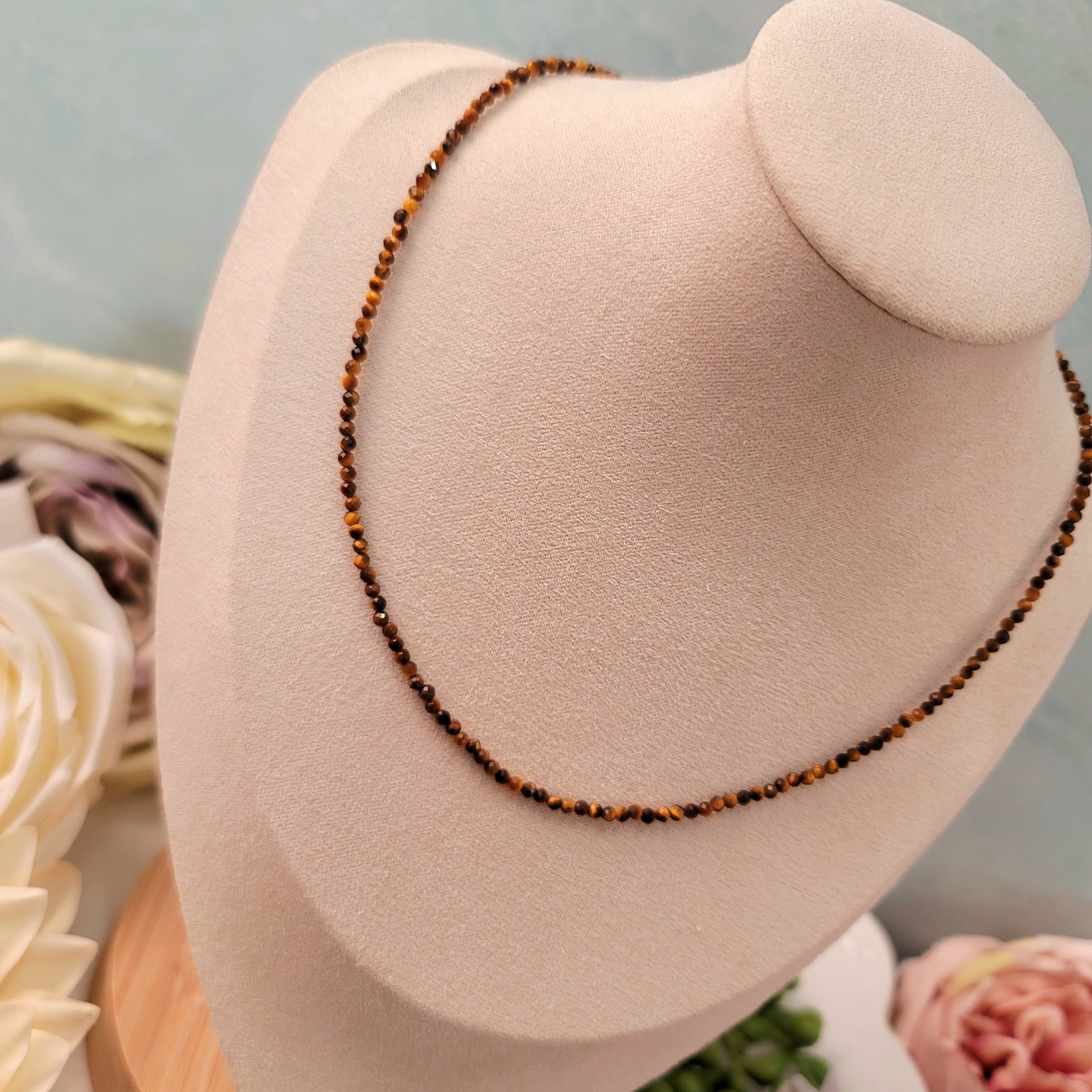 Tiger Eye Micro Faceted Choker/Layering Necklace for Grounding and Finding your Center