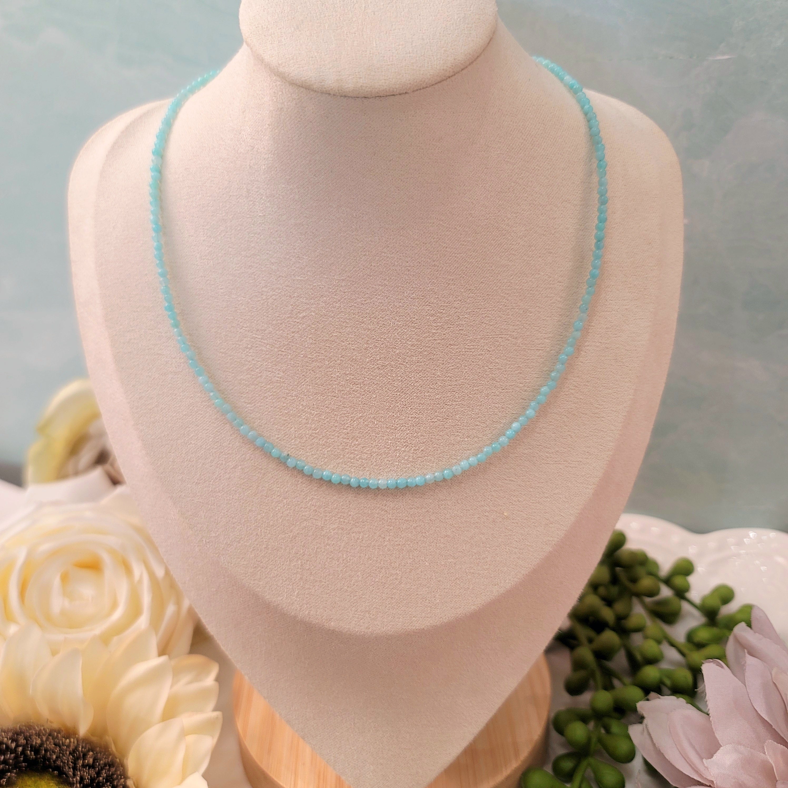Amazonite Micro Round Choker/Layering Necklace for Communication & Personal Truth
