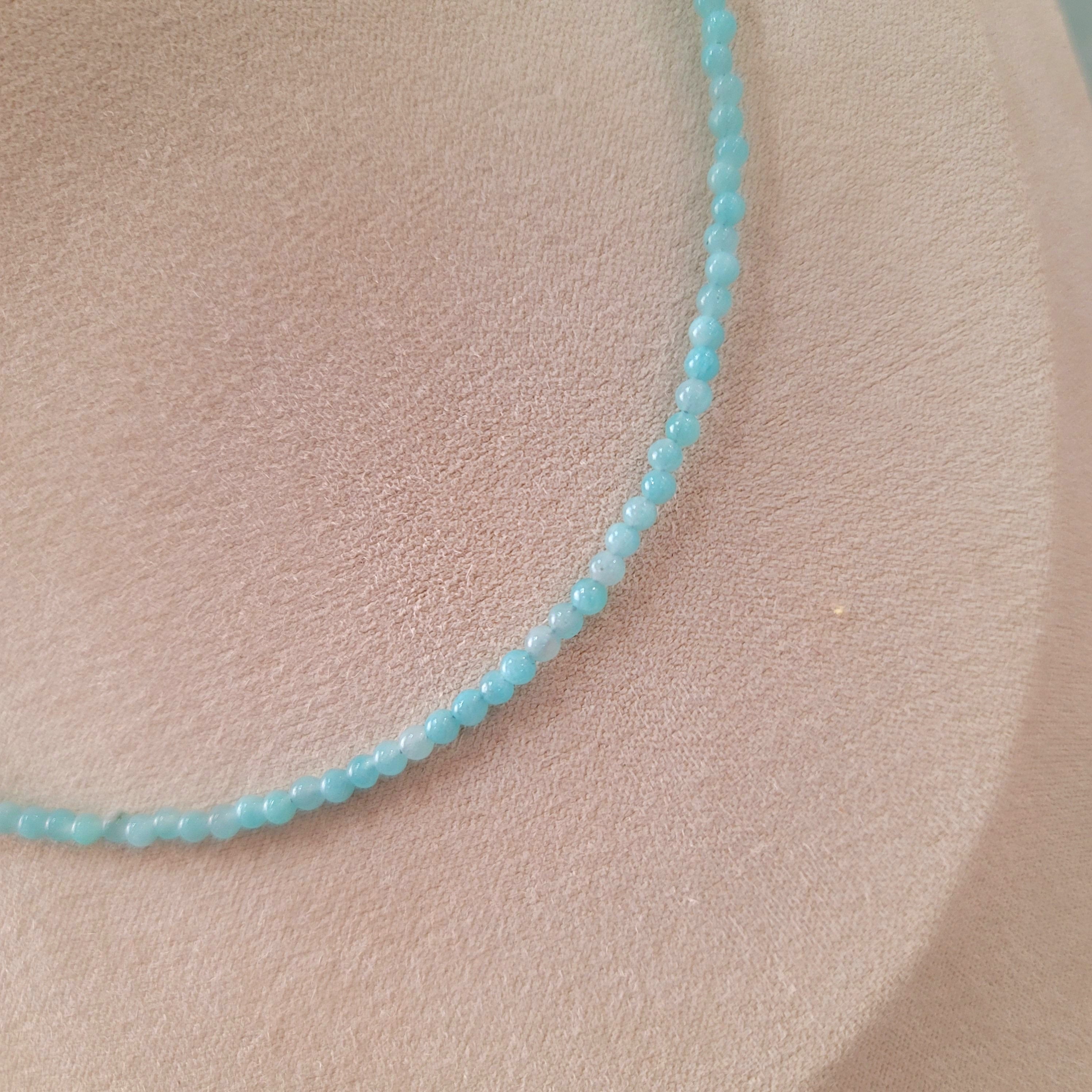 Amazonite Micro Round Choker/Layering Necklace for Communication & Personal Truth
