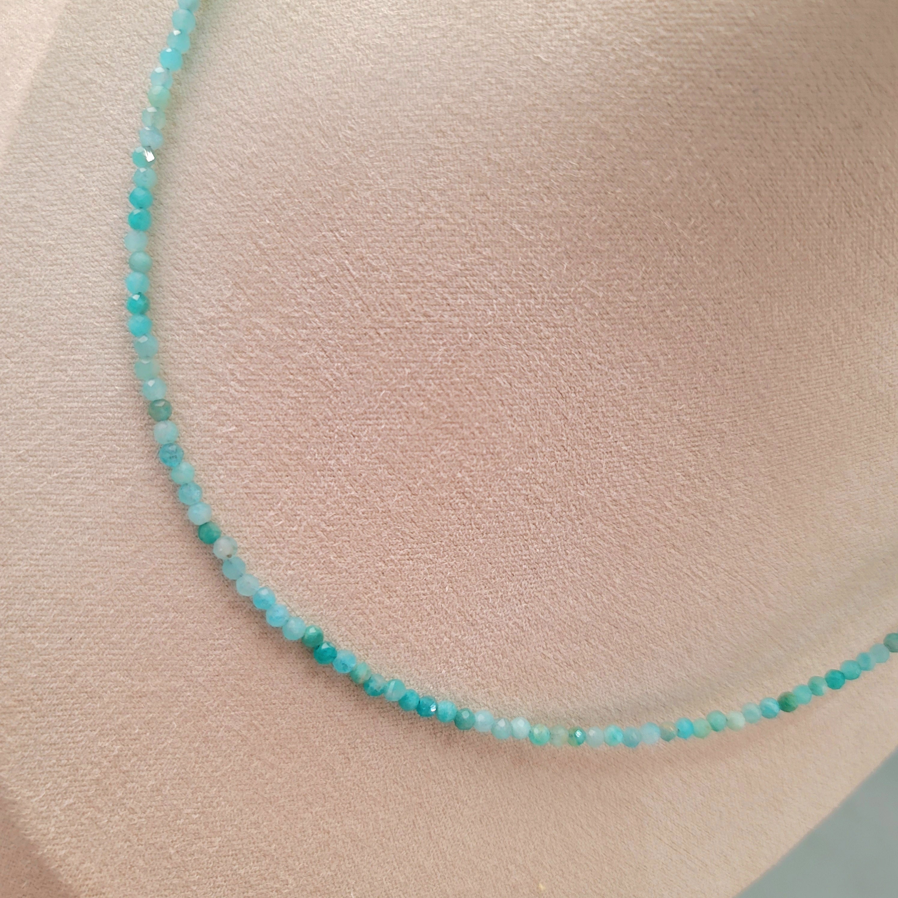 Amazonite Micro Faceted Choker/Layering Necklace for Personal Truth & Enhancing Harmony, Hope & Joy 
