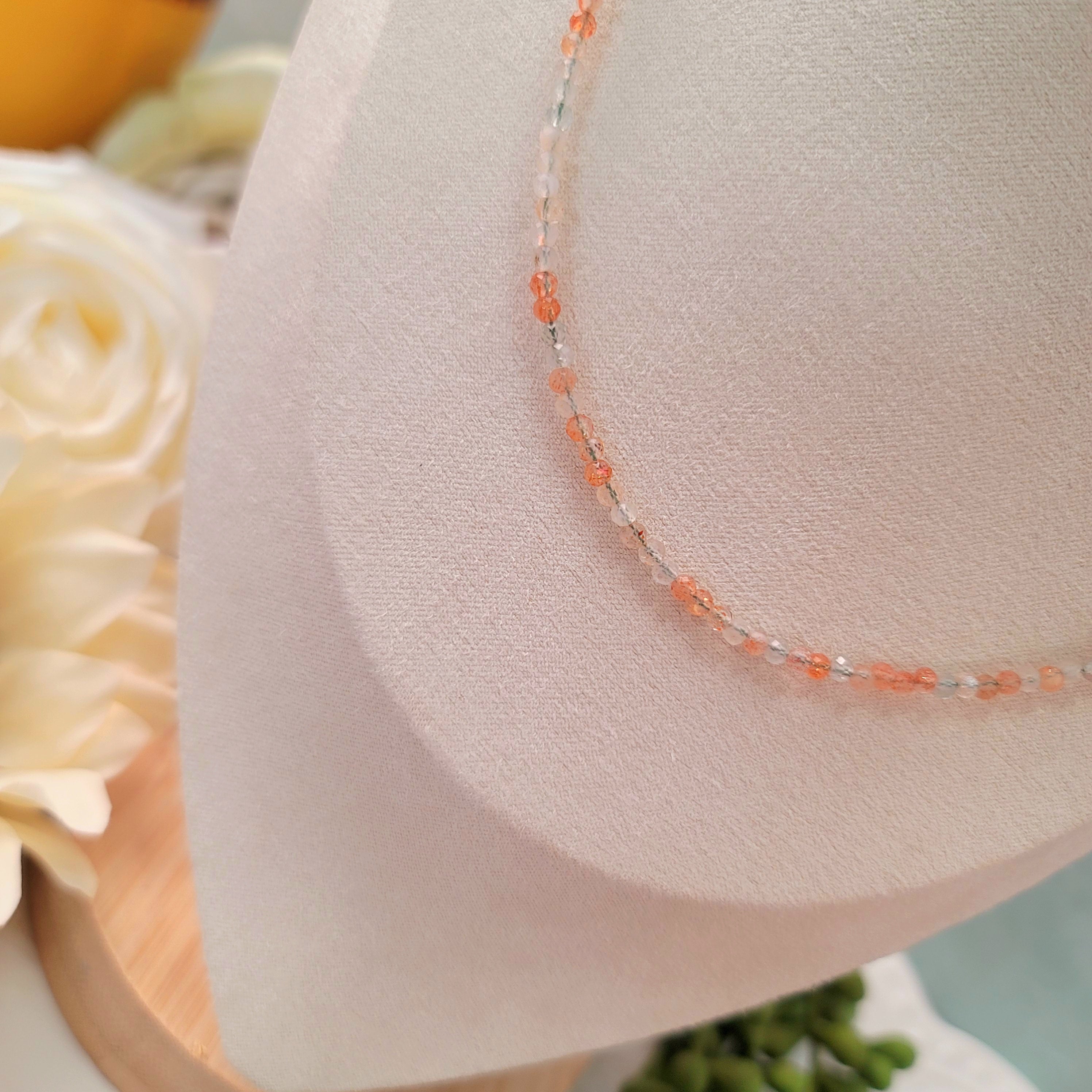 Sunstone Micro Faceted Choker/Layering Necklace for Confidence, Leadership Abilities & Strength