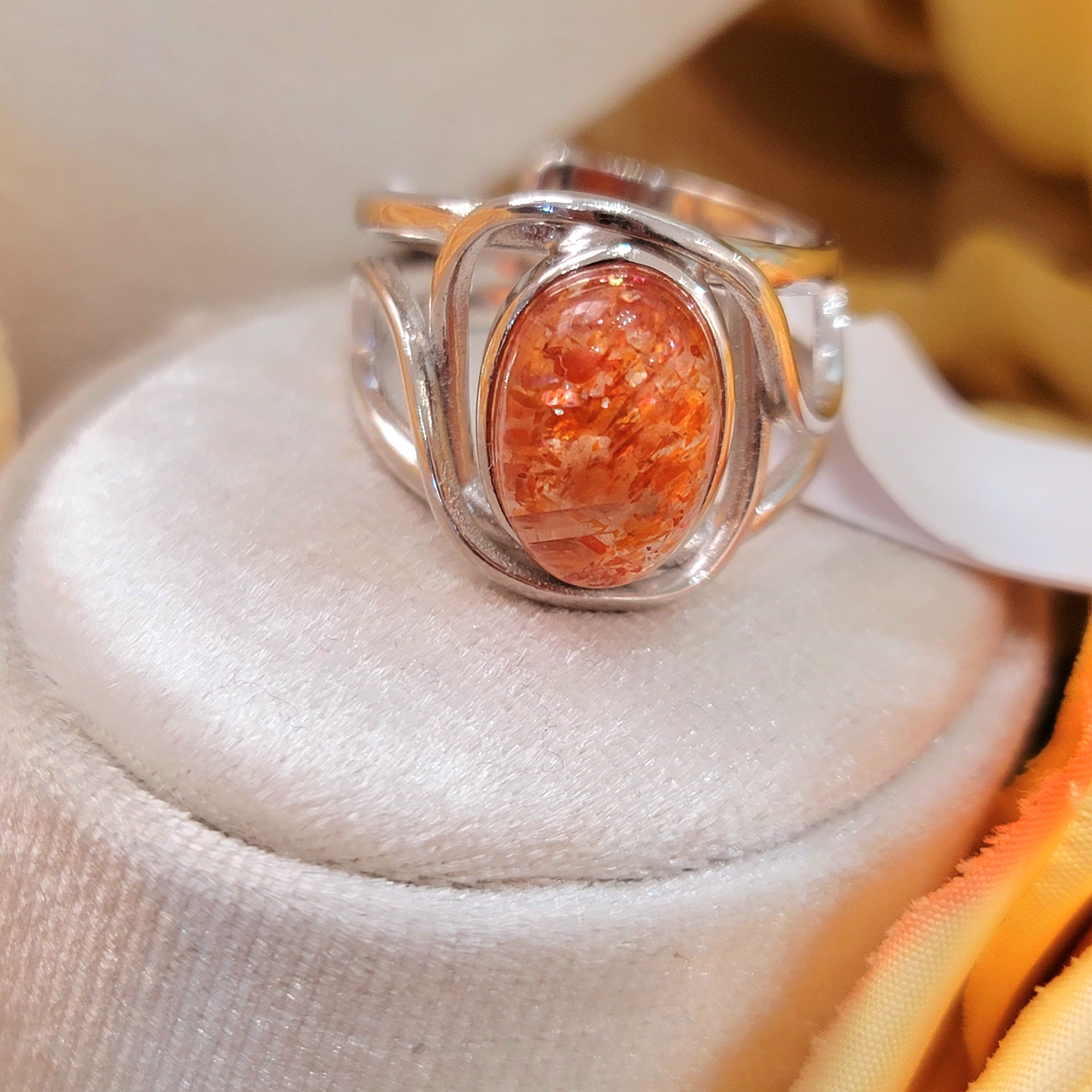 Sunstone Adjustable Cuff Ring .925 Silver for Confidence