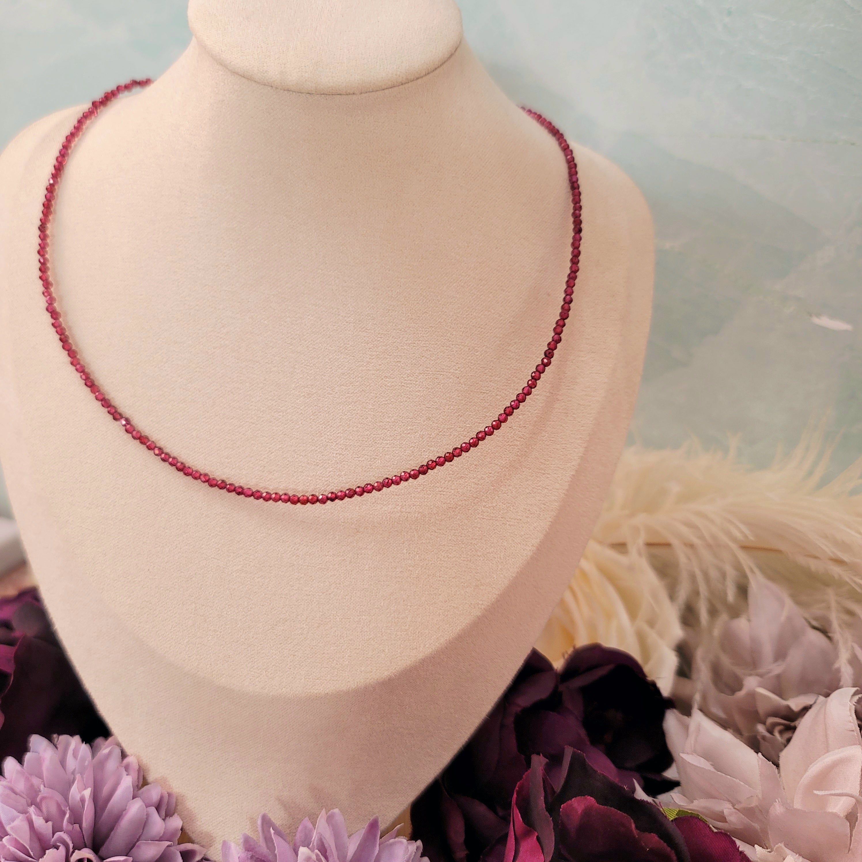 Rhodolite Purple Garnet Micro Faceted Choker/Layering Necklace for Grounding, Health and Strength