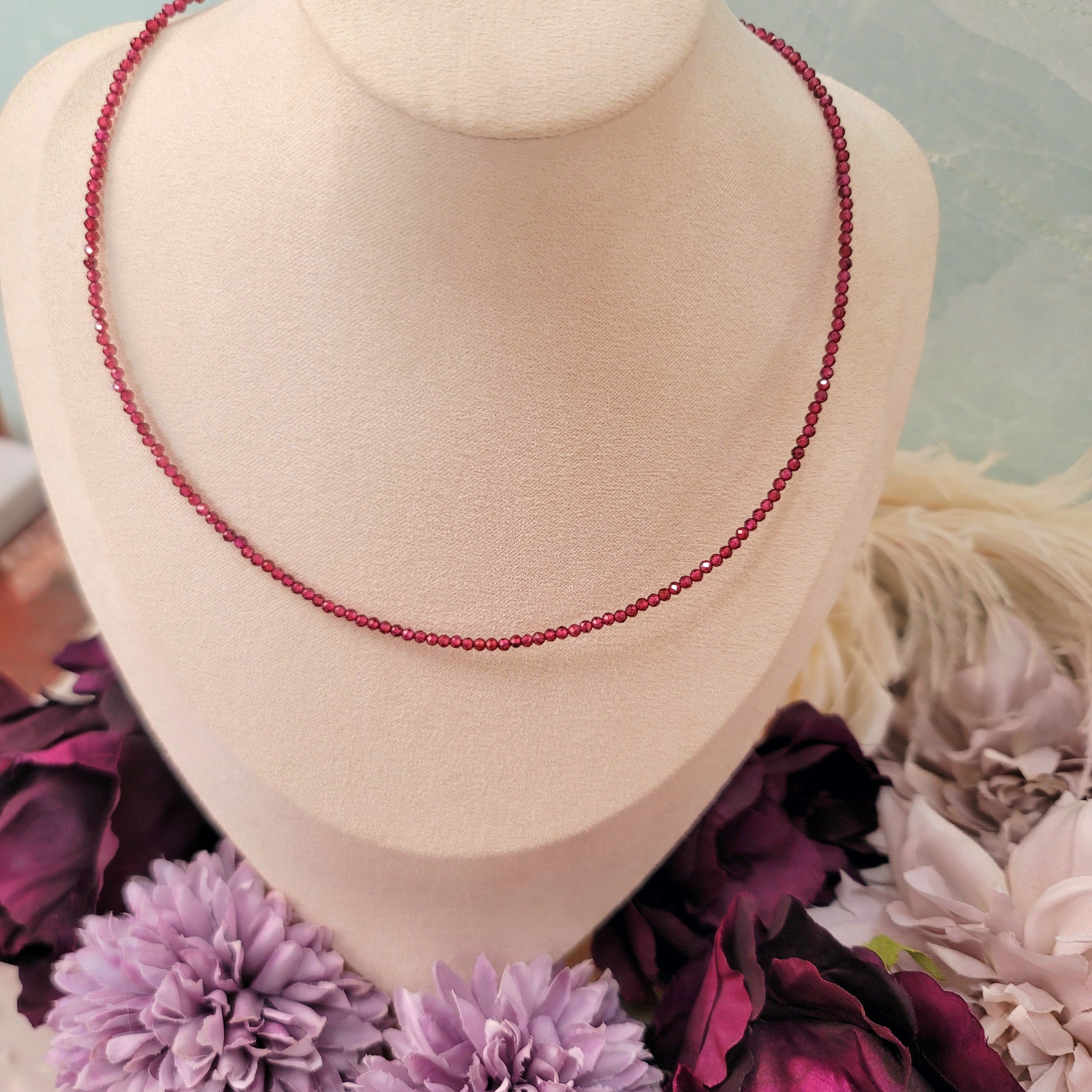 Rhodolite Purple Garnet Micro Faceted Choker/Layering Necklace for Grounding, Health and Strength