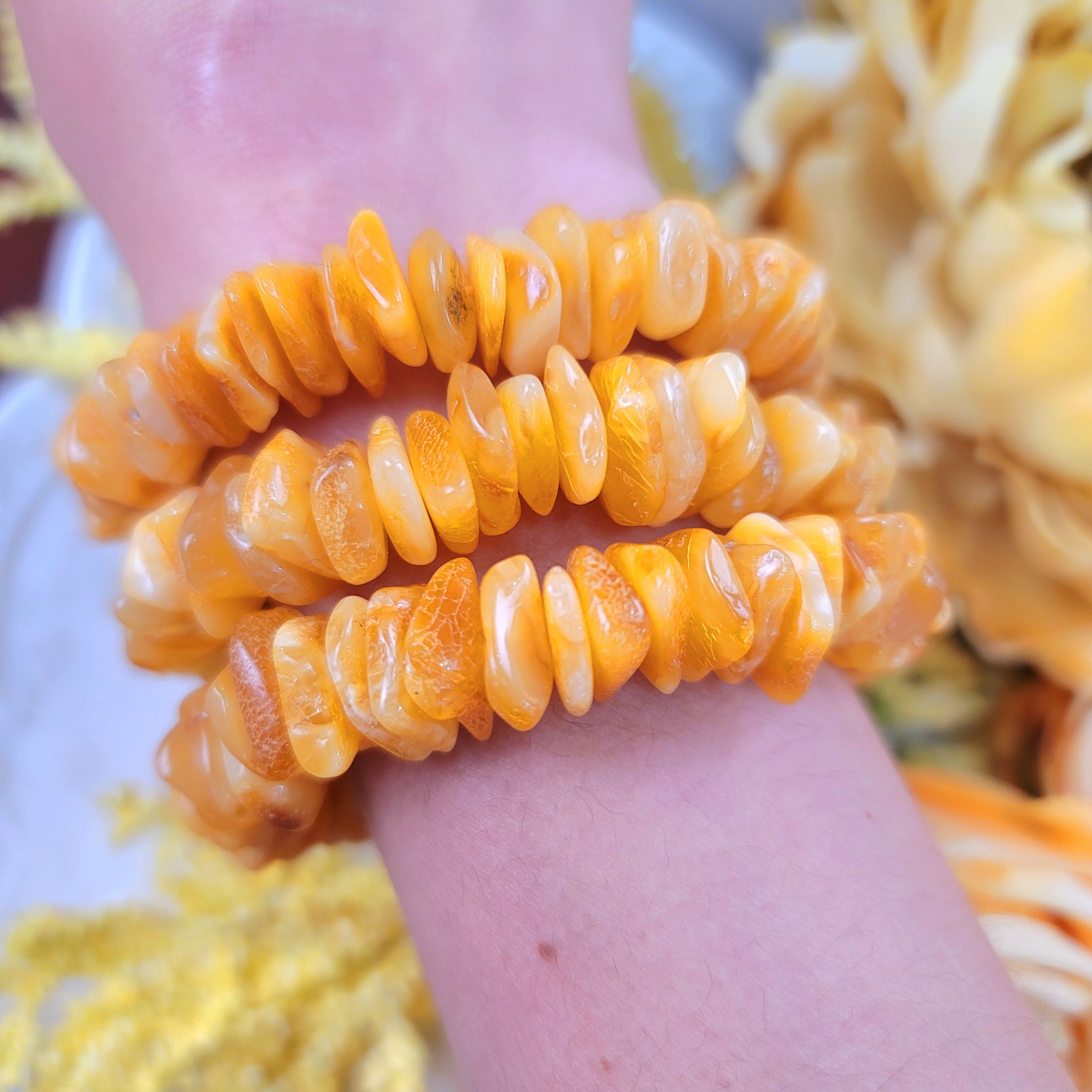 Baltic Amber Chip Bracelet for Joy and Optimism