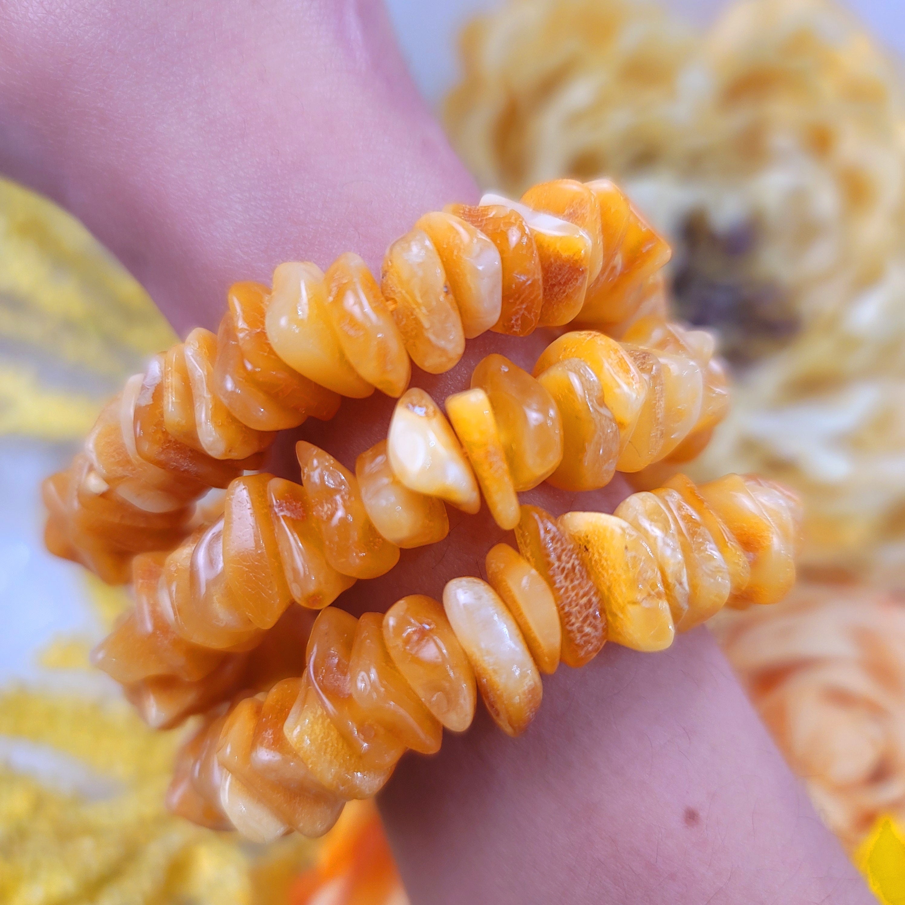 Baltic Amber Chip Bracelet for Joy and Optimism