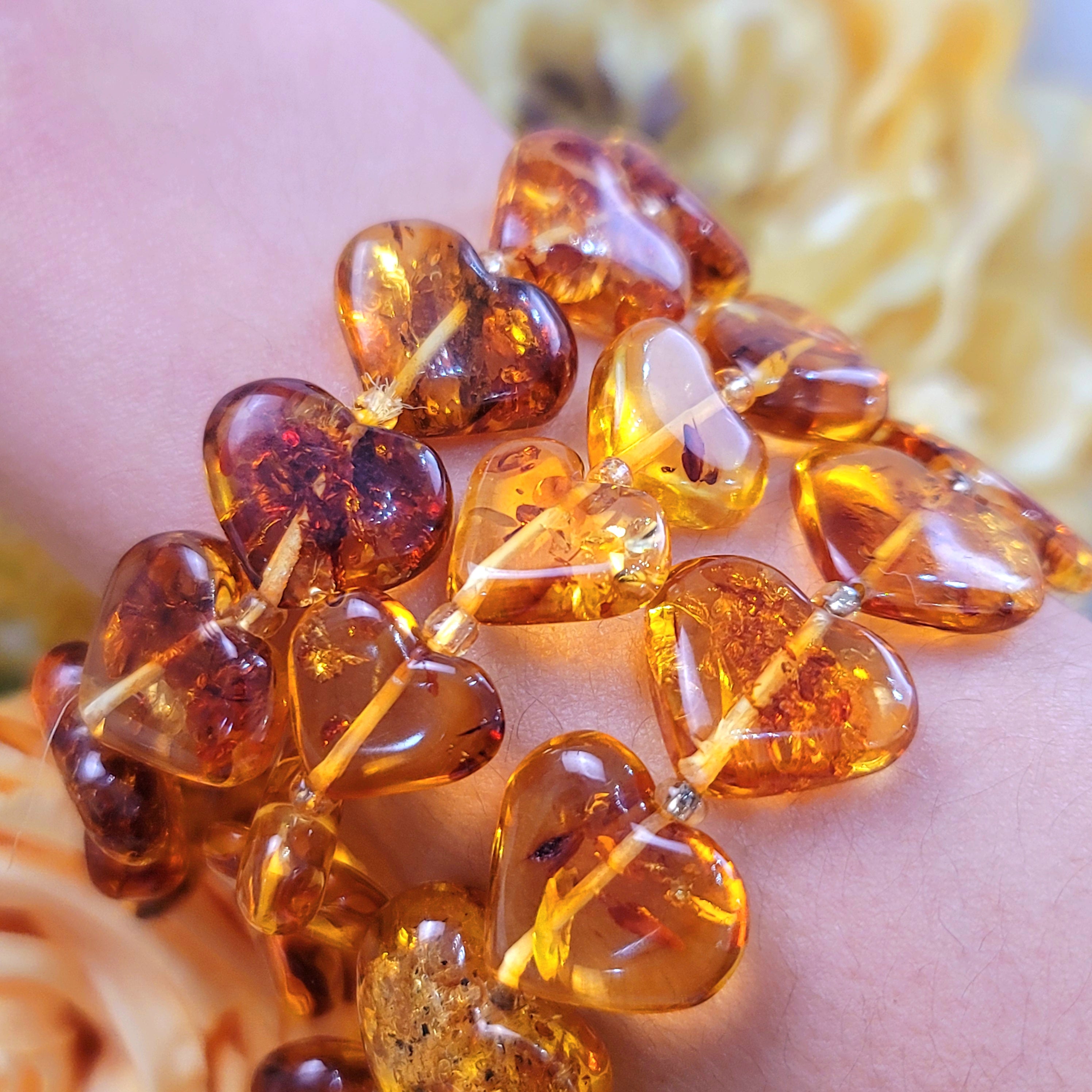Baltic Flower Amber Heart Bracelet for Joy and Optimism