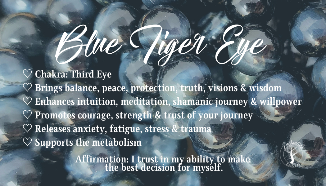 Blue Tiger Eye Stretchy Cylinder Bracelet for Courage and Visions