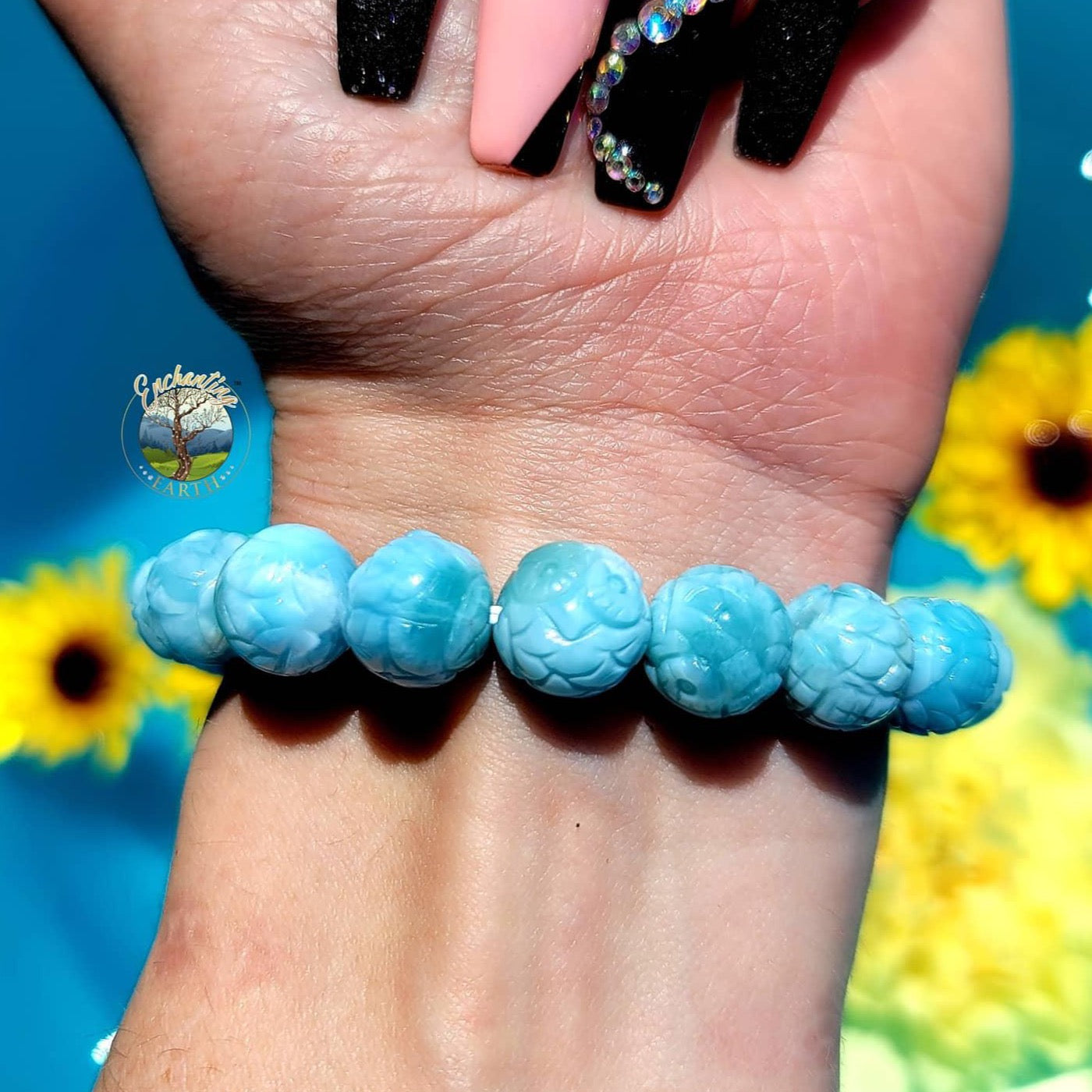 AAA Larimar Owl Bracelet for Calm & Tranquility