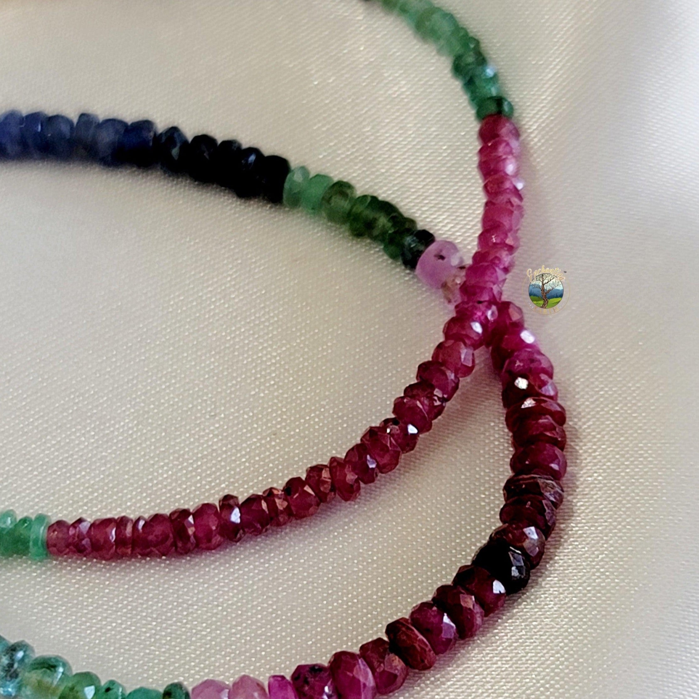 Emerald, Sapphire, Ruby Micro Faceted Bracelet