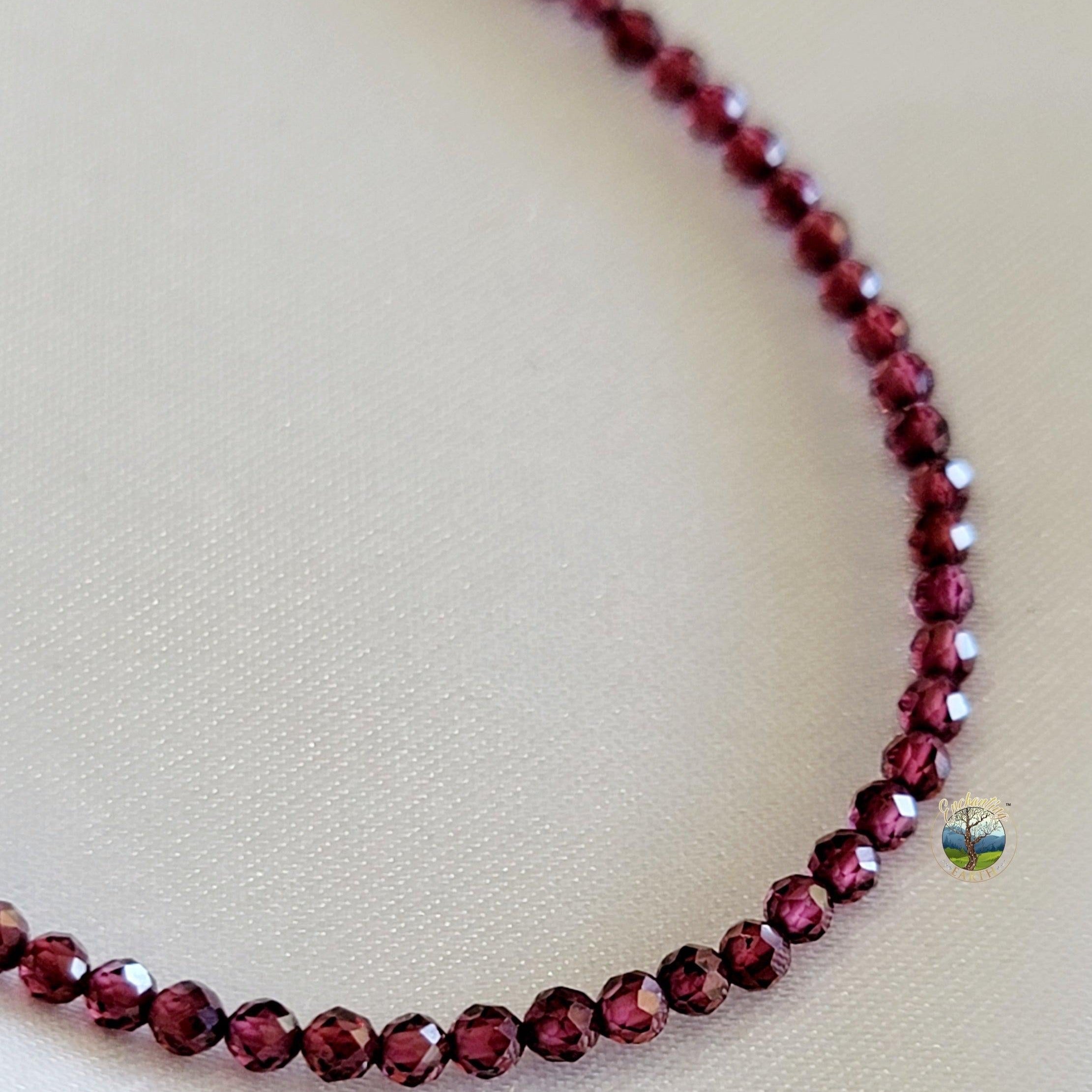 Garnet (Pinkish Red) Micro Faceted Bracelet for Grounding, Health and Strength