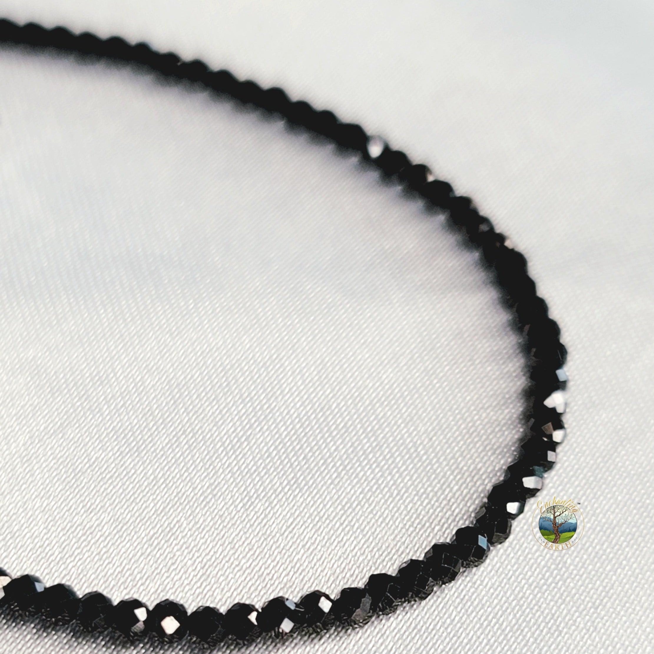 Black Tourmaline Micro Faceted Bracelet for Protection & Purification