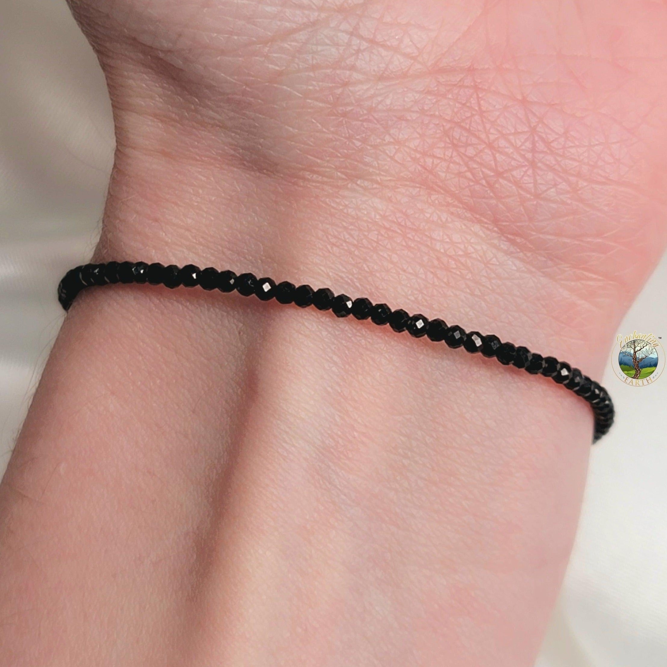 Black Tourmaline Micro Faceted Bracelet for Protection & Purification