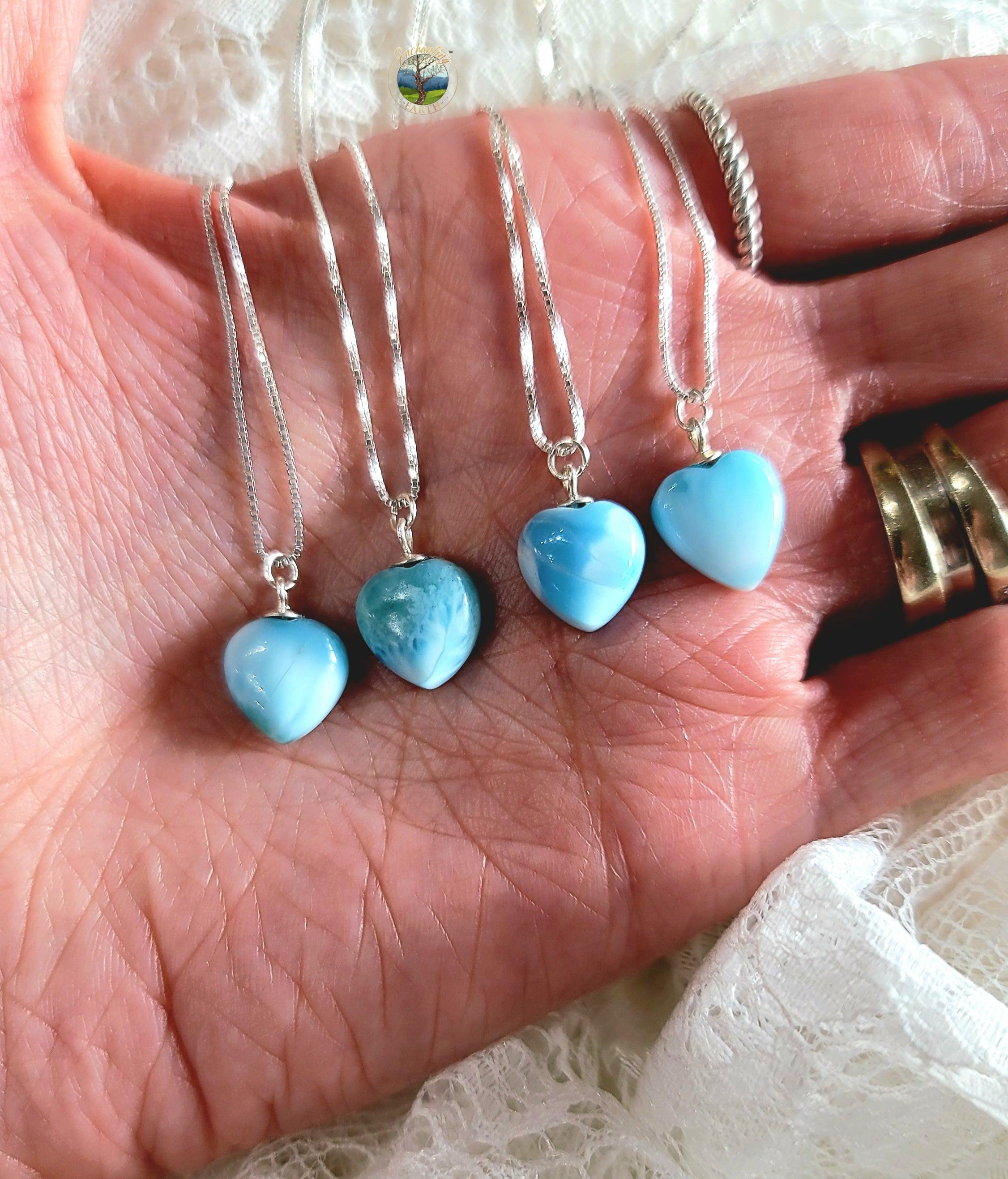 Larimar Heart Silver Necklace for Tranquility