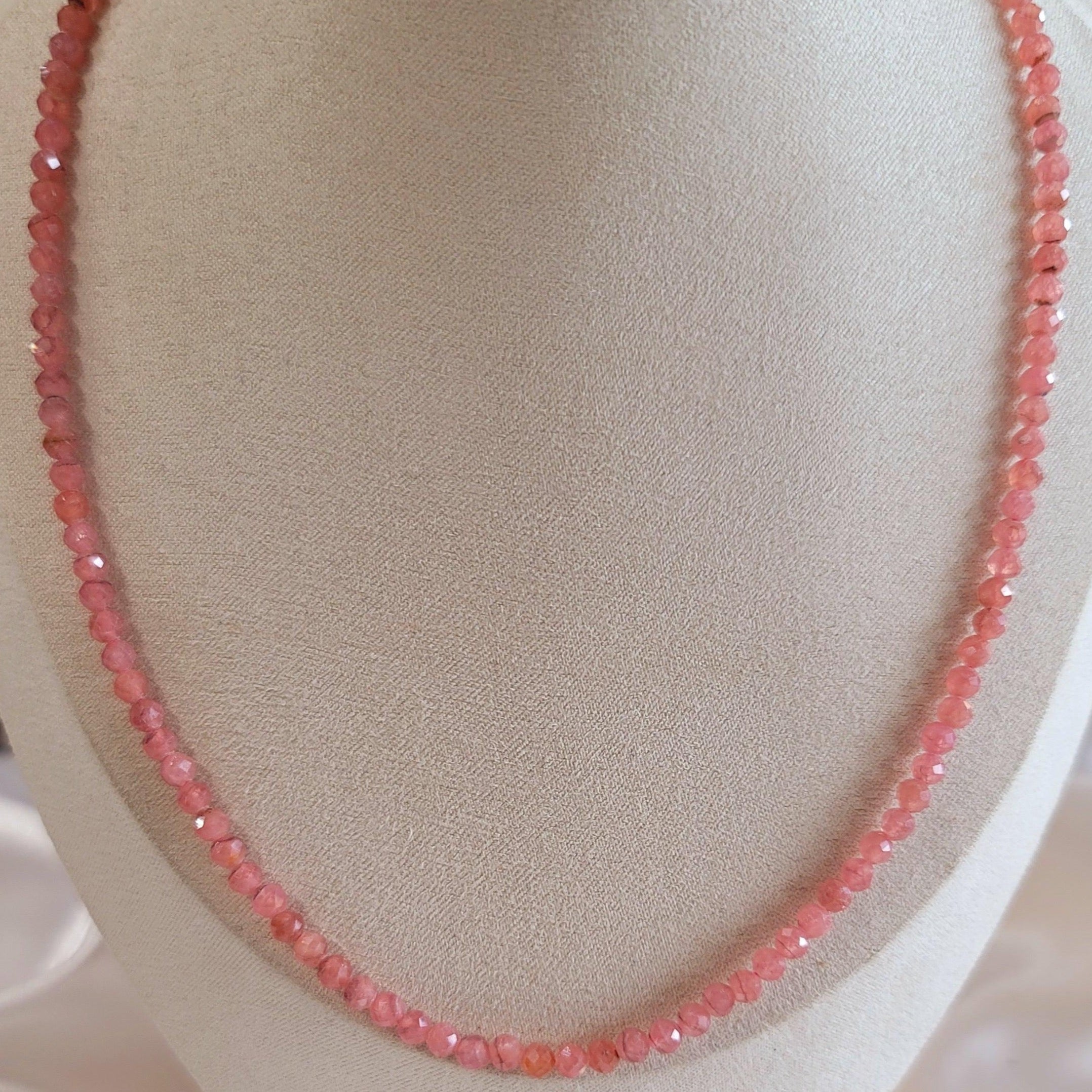 Rhodochrosite Micro Faceted Necklace