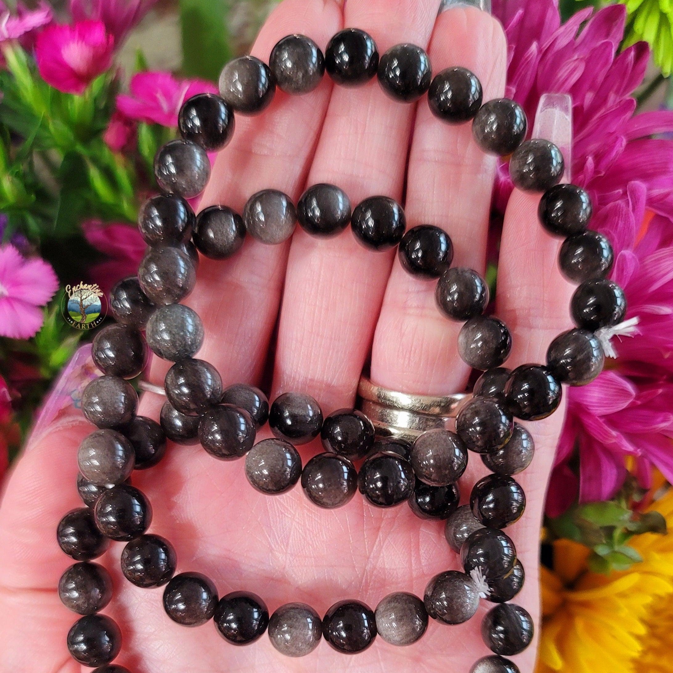 Silver Sheen Obsidian Bracelet for Courage and Protection