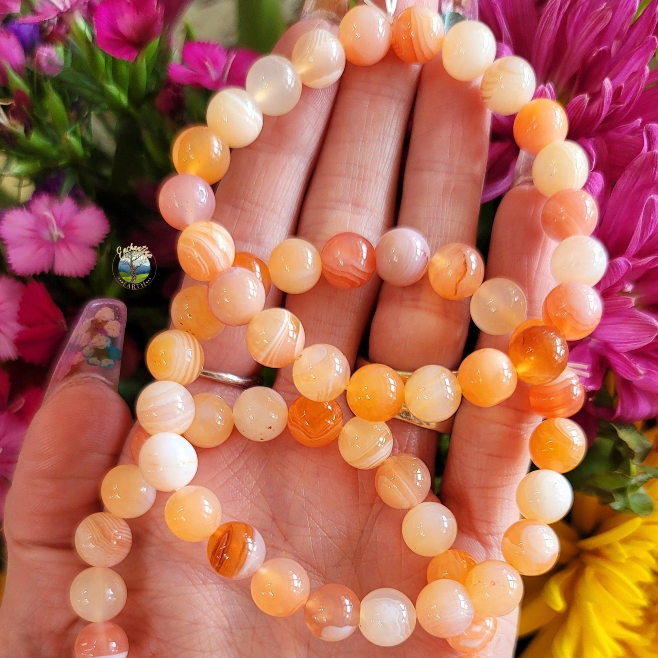 Apricot Agate Bracelet for Healthy Relationships, Love and Manifestation