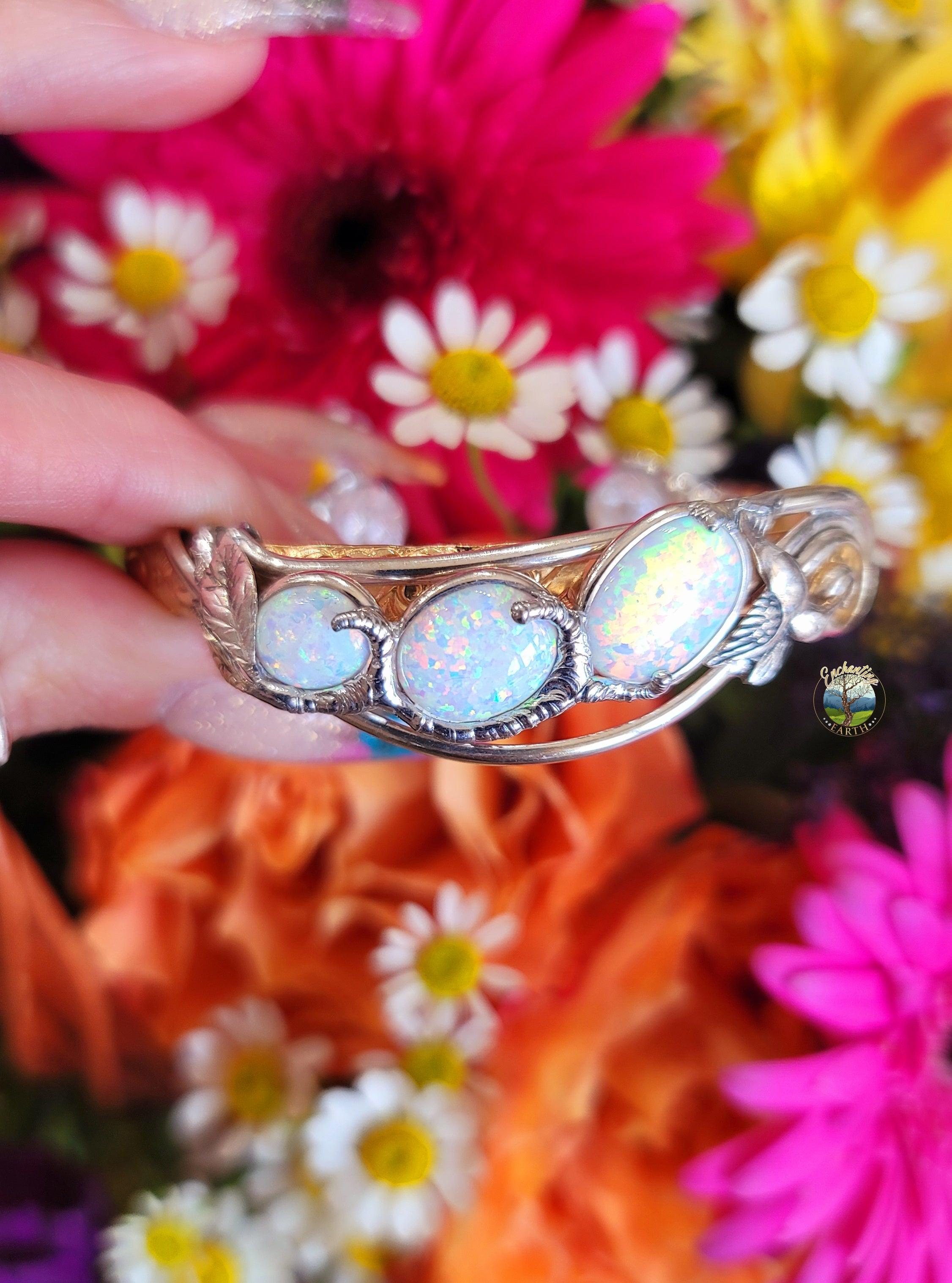 Magical Opal Gold Fill & Sterling Silver Bracelet for Balance, Creativity and Psychic Awareness