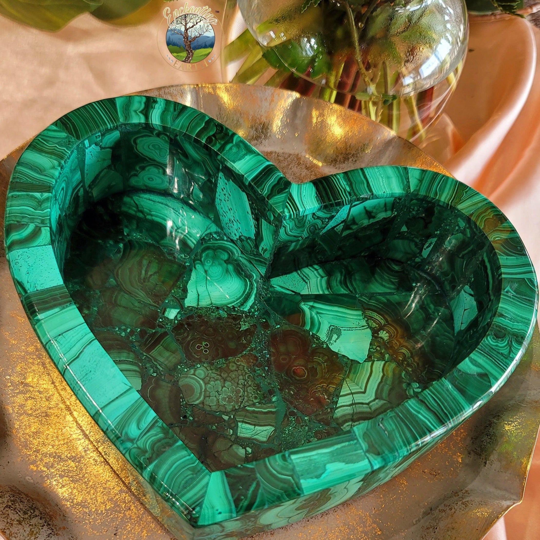 Malachite Heart Box for Abundance, Protection and Transformation