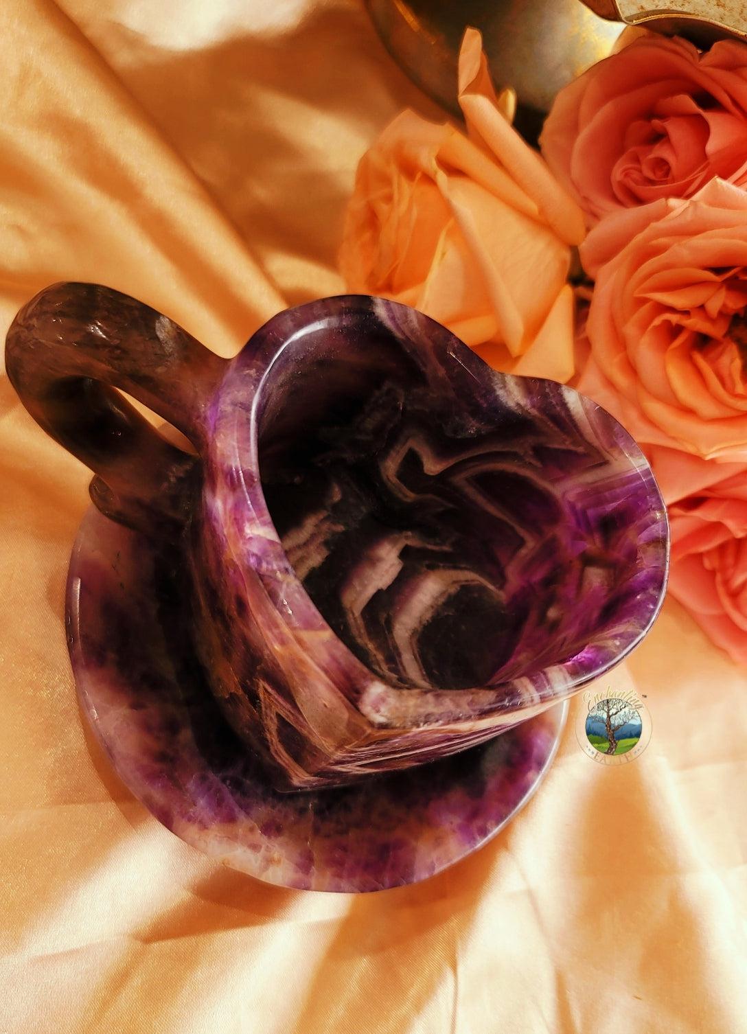 Enchanting Dream Amethyst Heart Cup Set for Intuition, Magic and Protection