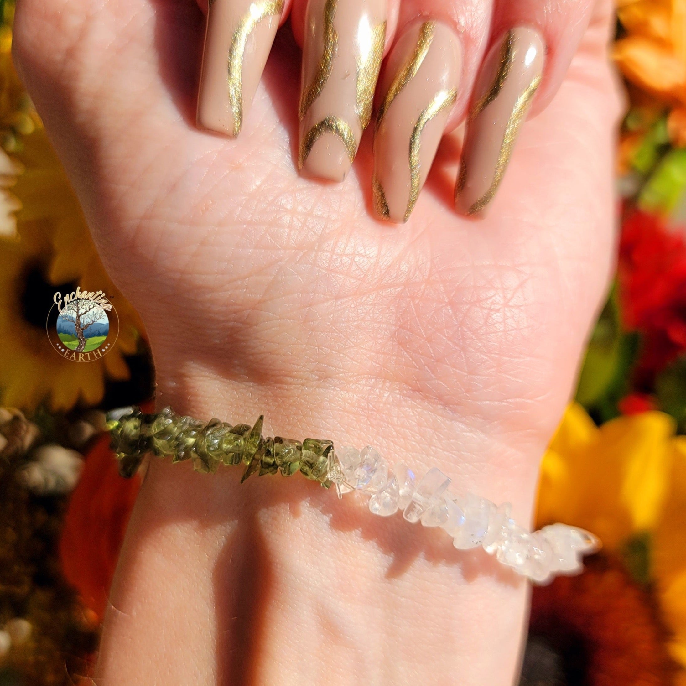 Moldavite & Rainbow Moonstone Bracelet