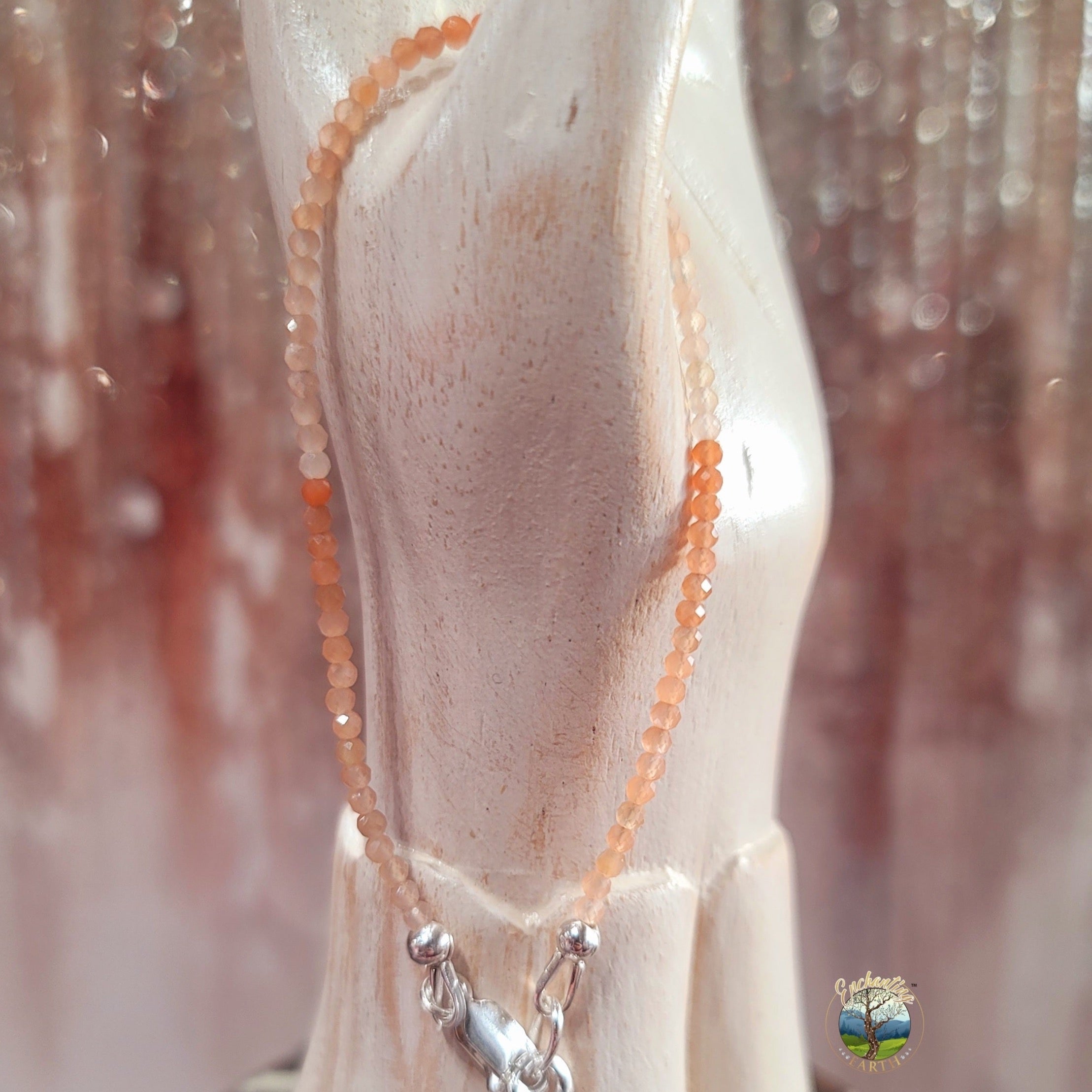 Peach Moonstone Waterfall Micro Faceted Bracelet for Artistic Expression, Creativity & Manifestation