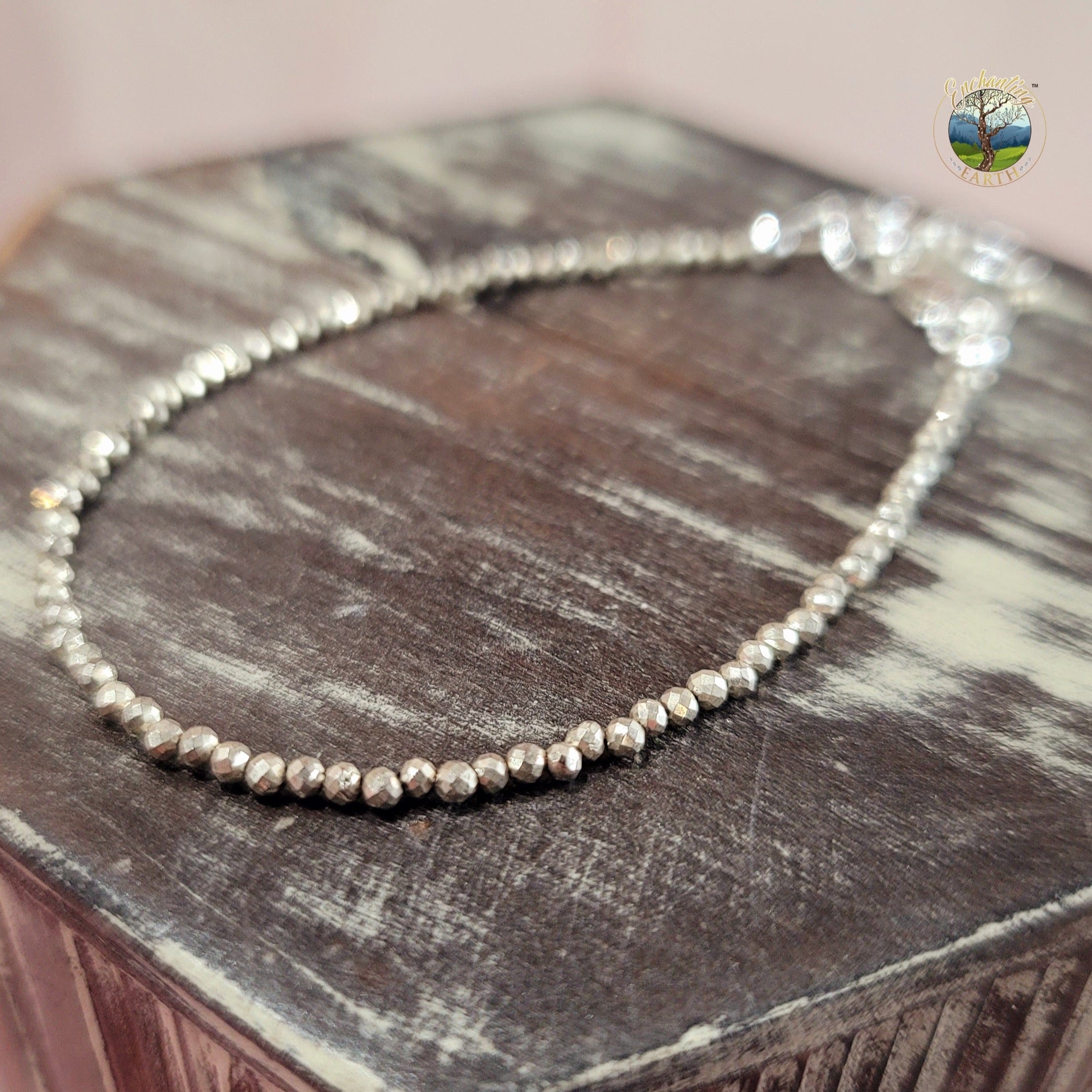 Silver Coated Pyrite Micro Faceted Bracelet