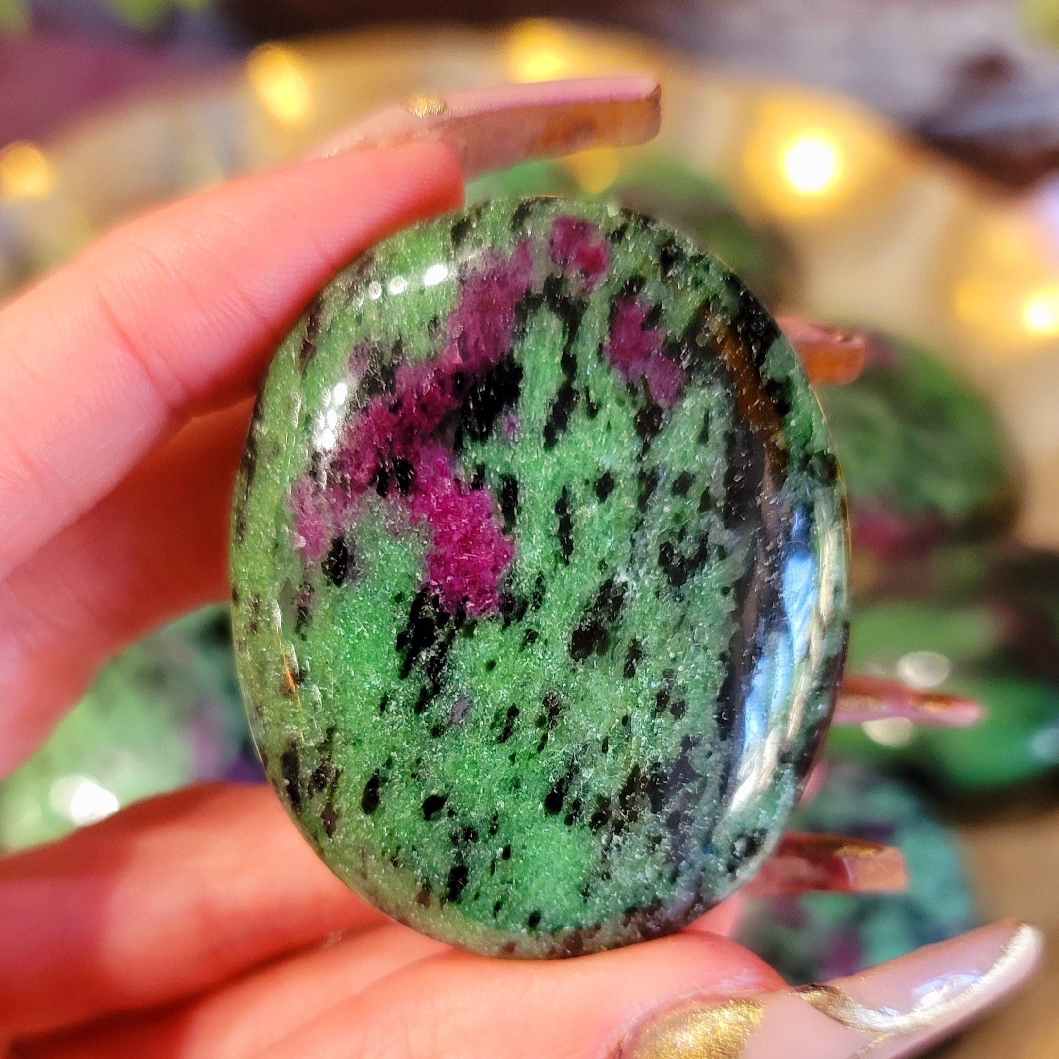 Ruby Zoisite Palm (High Quality) for Awakening, Courage and Manifesting