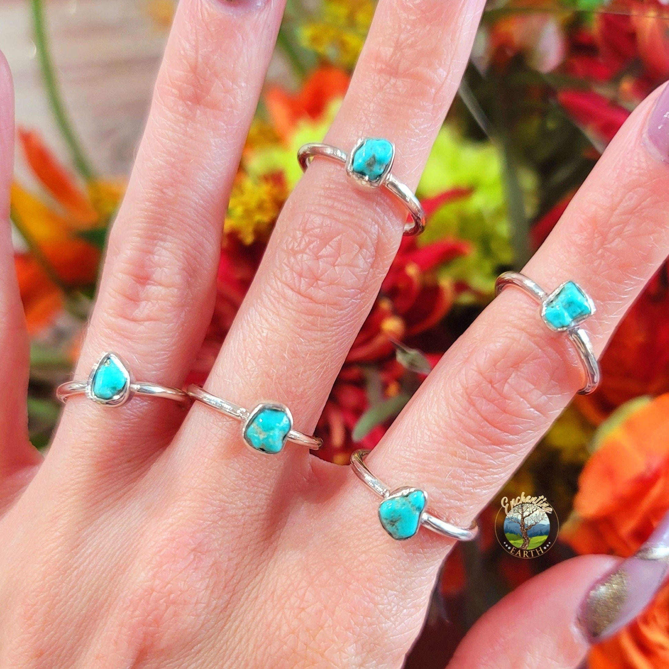 Turquoise Raw Dainty Ring .925 Silver