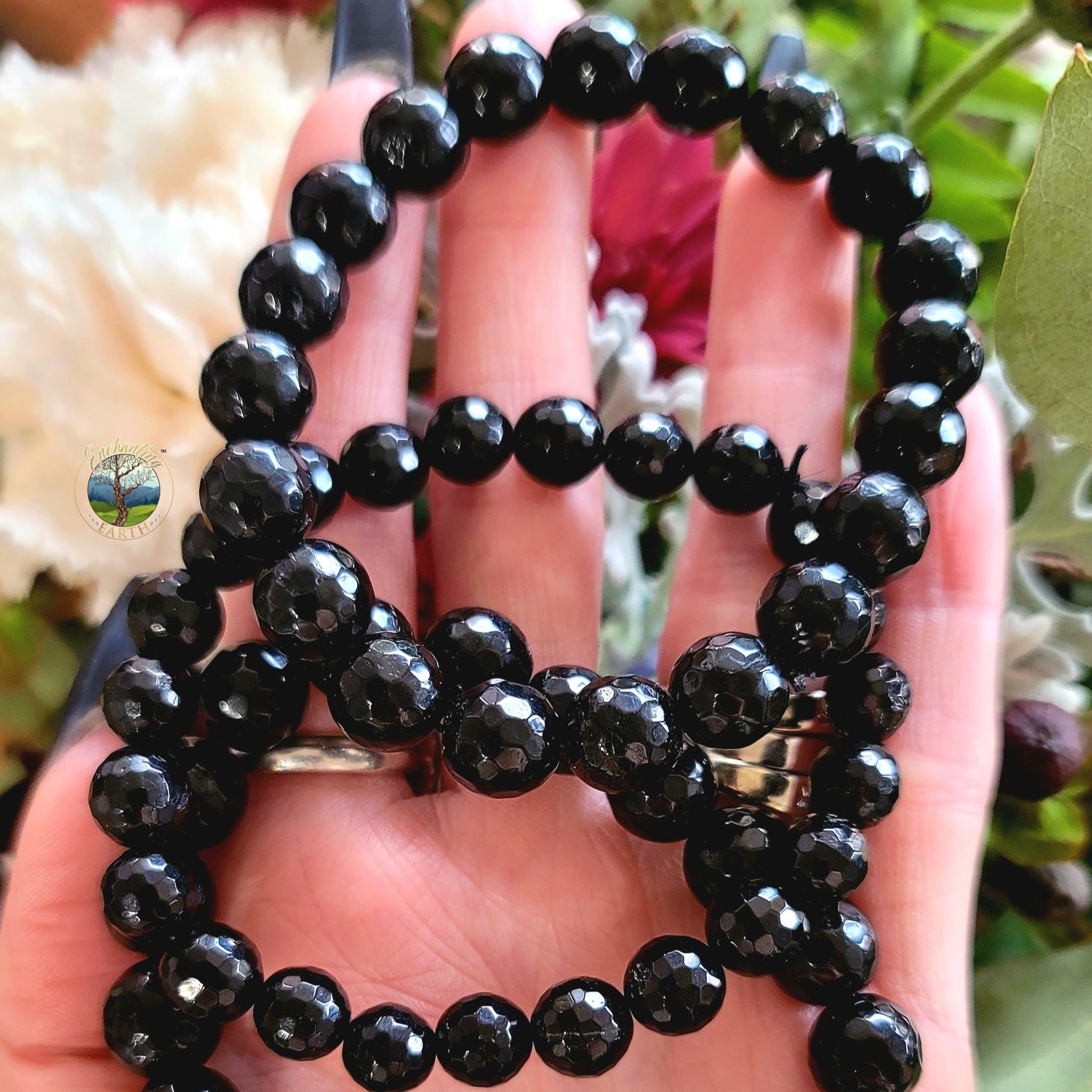 Black Tourmaline Faceted Bracelet for Protection and Purification