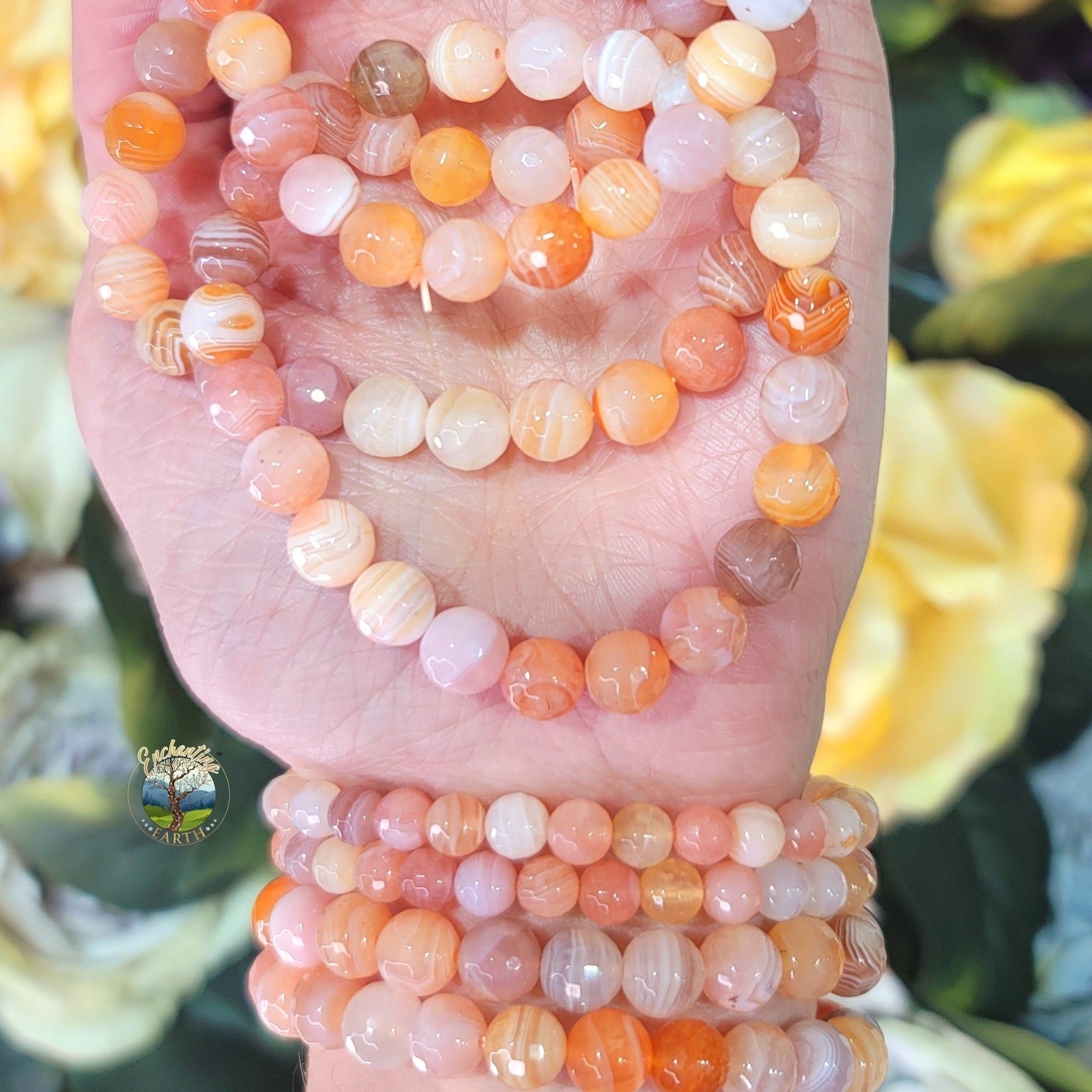 Apricot Agate Faceted Bracelet for Healthy Relationships, Love and Manifestation