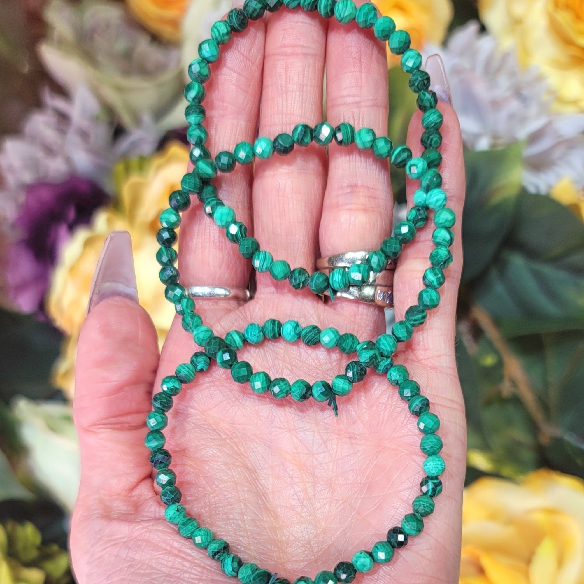 Malachite Faceted Bracelet for Abundance, Protection and Transformation