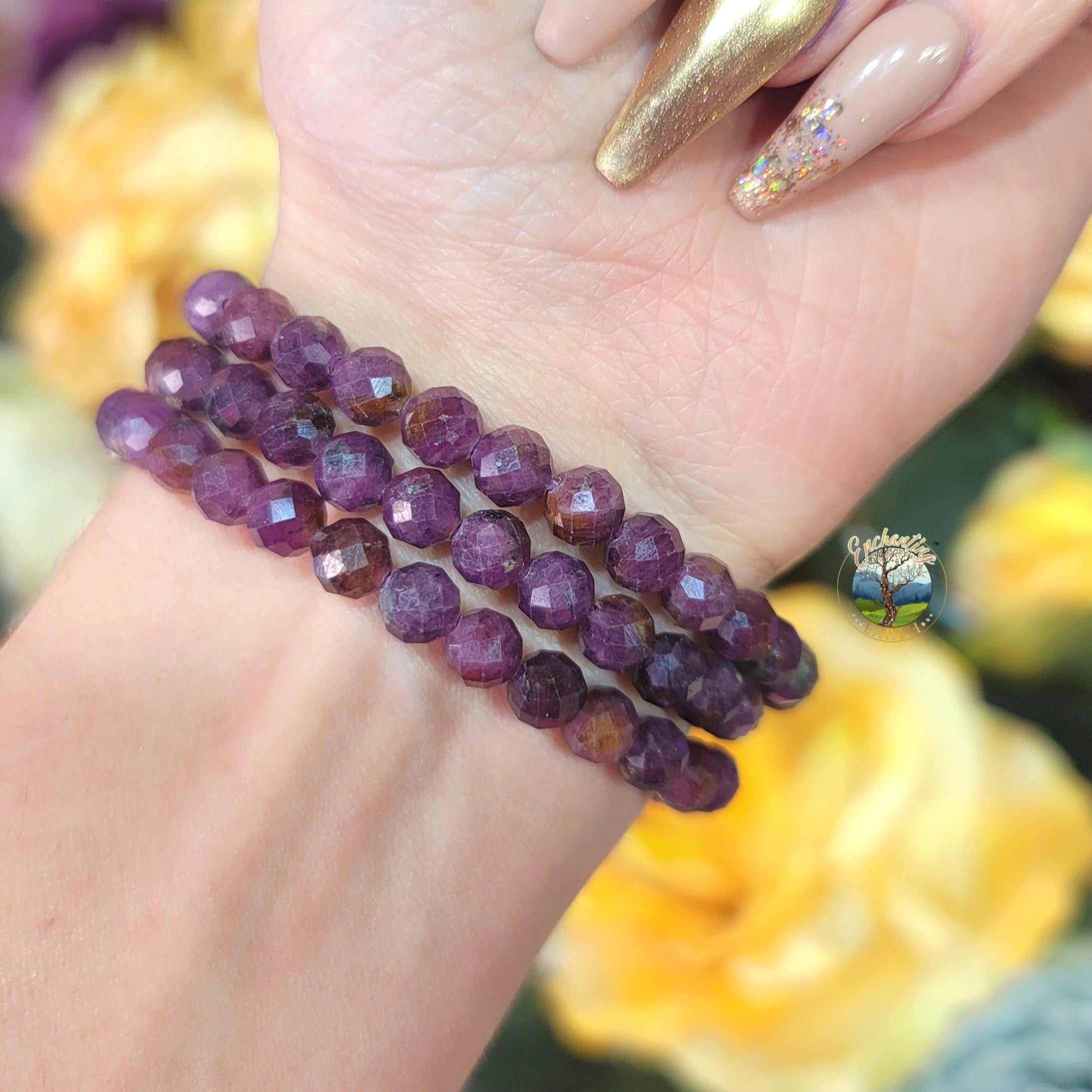 Violet Ruby Faceted Bracelet for Attraction, Love and Passion