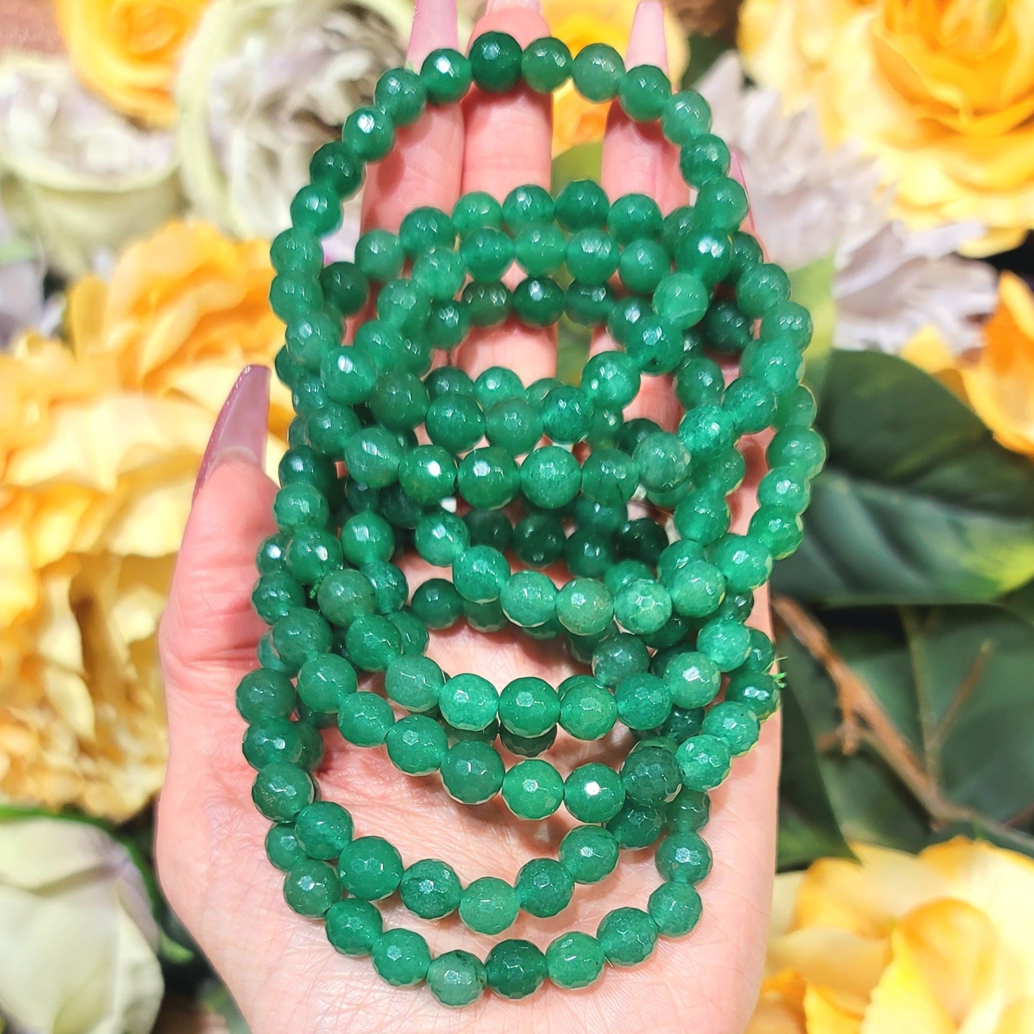 Green Aventurine Faceted Bracelet for Good Luck & Prosperity