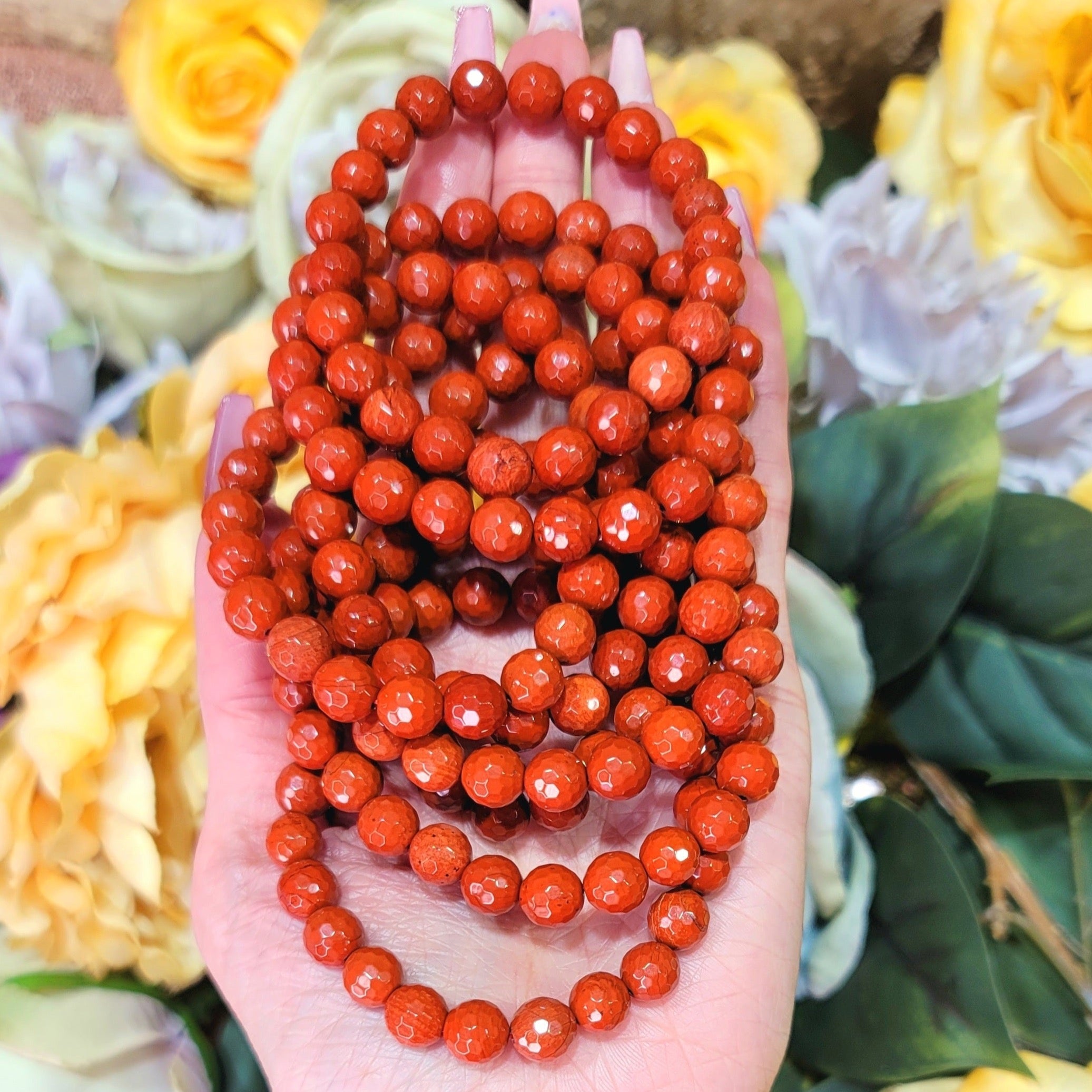 Red Jasper Faceted Bracelet for Good Health, Strength and Physical Vitality
