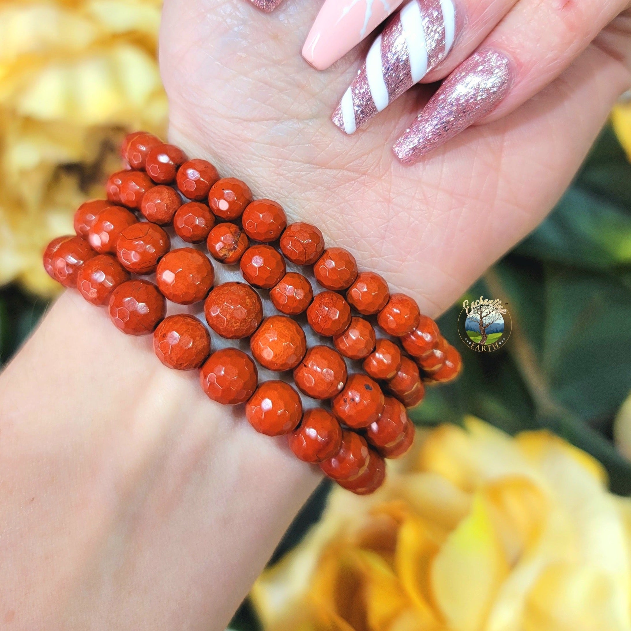 Red Jasper Faceted Bracelet for Good Health, Strength and Physical Vitality
